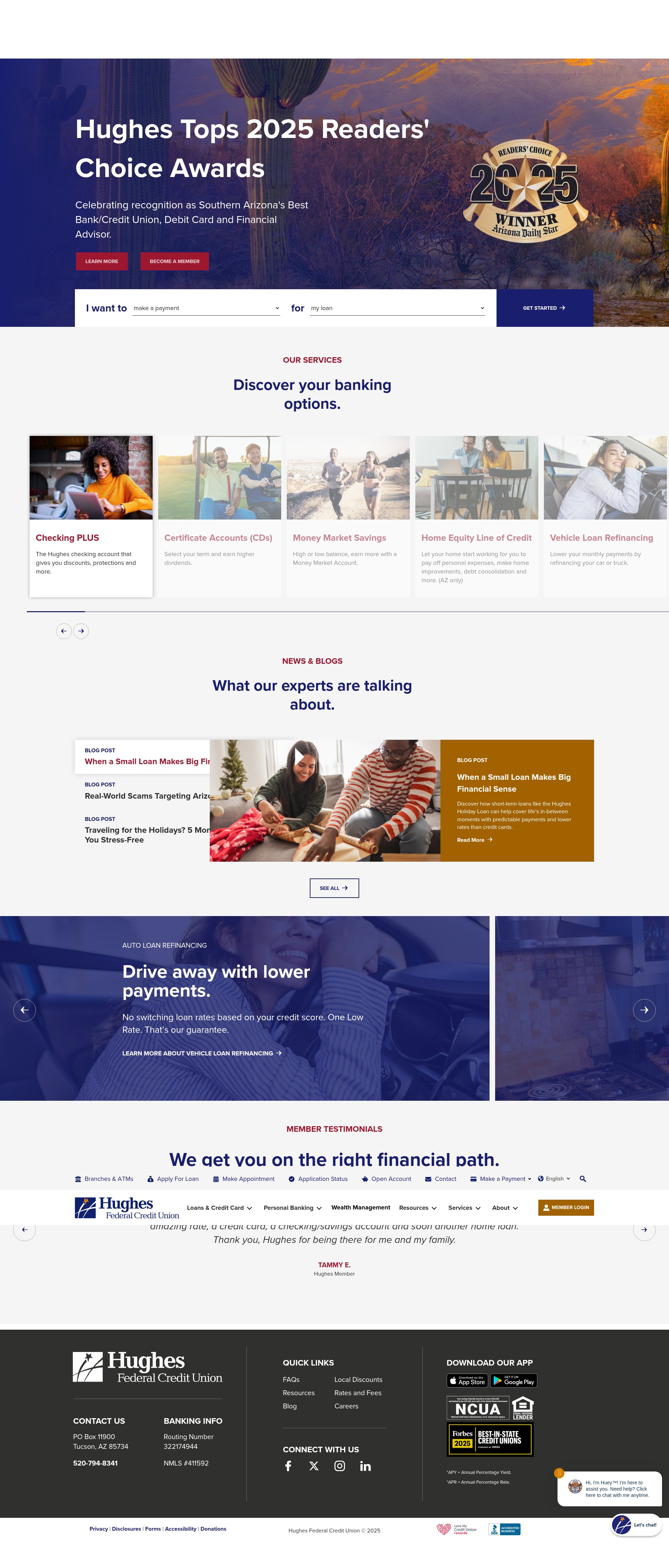Screenshot of www.hughesfcu.org