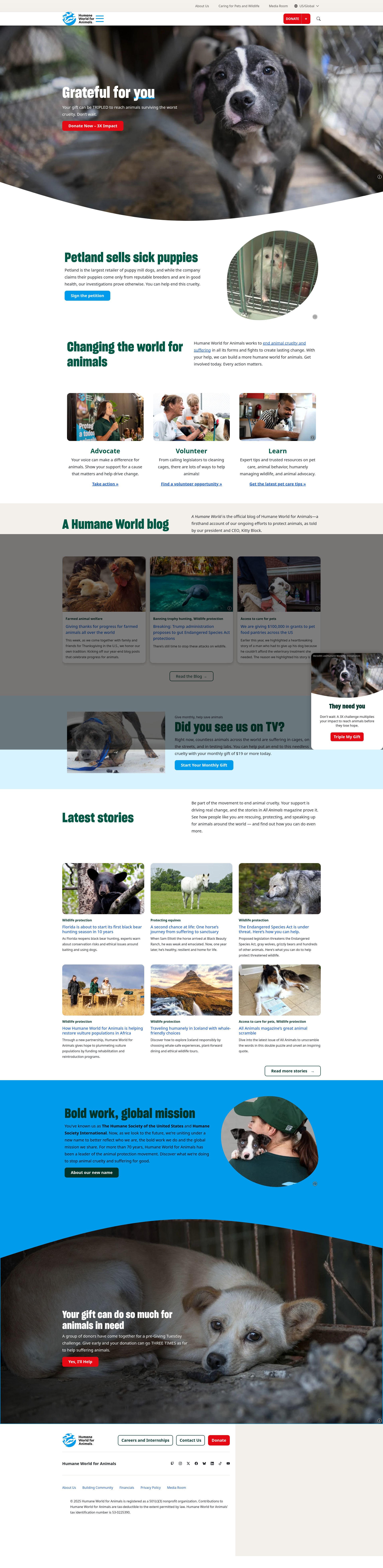 Screenshot of www.humaneworld.org