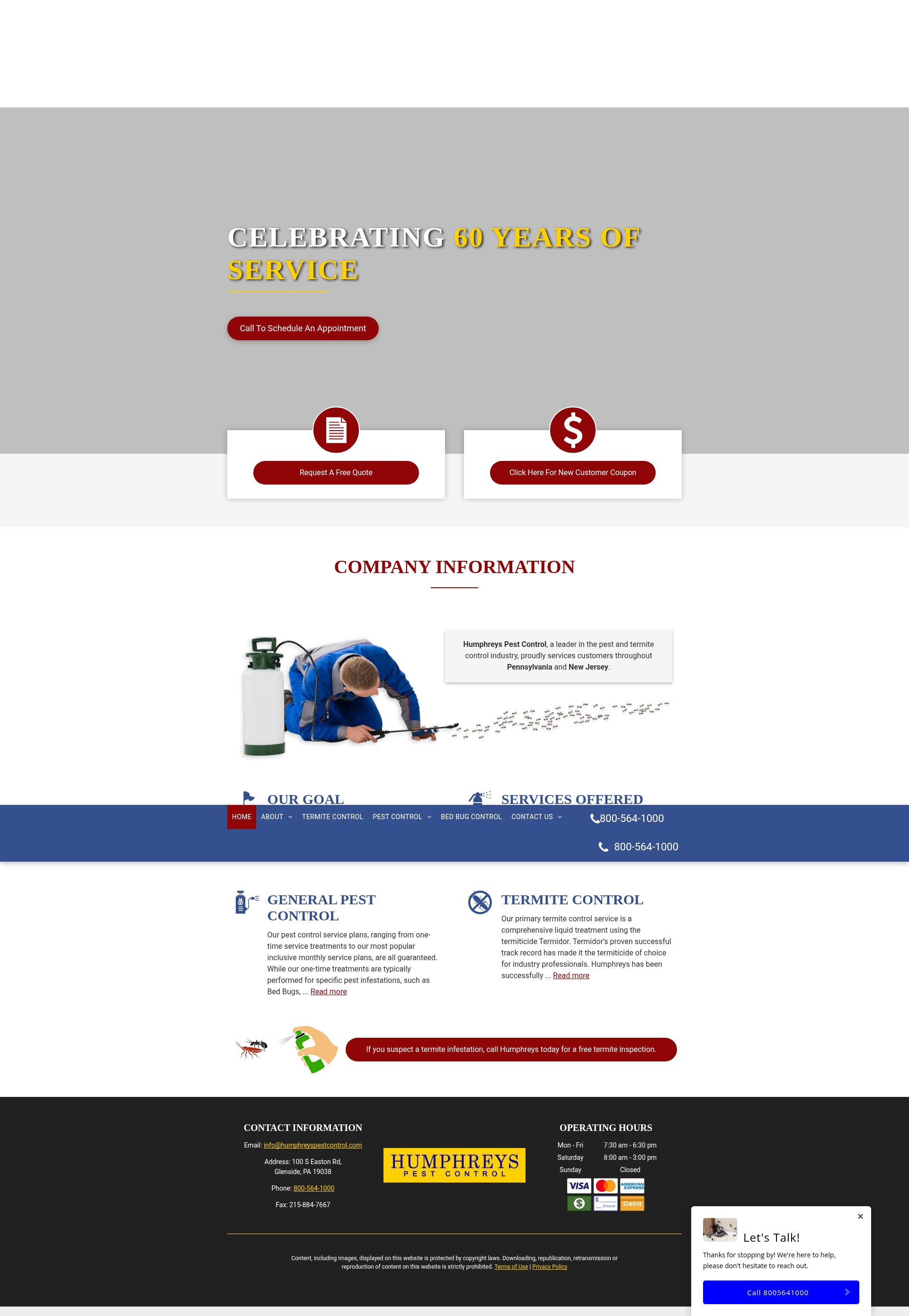 Screenshot of www.humphreyspestcontrol2.com