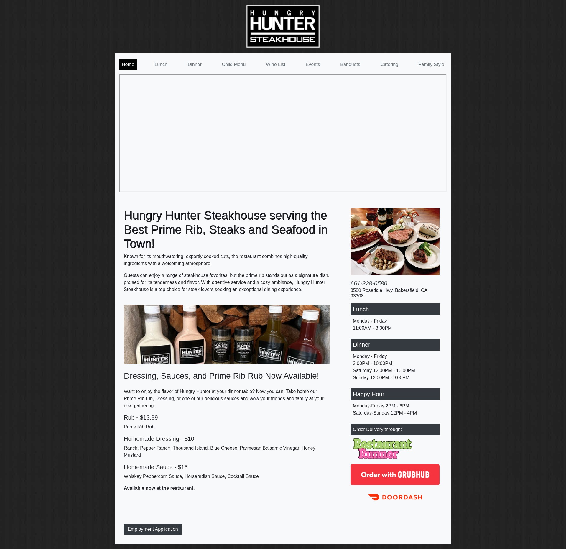 Screenshot of www.hungryhuntersteakhouse.com
