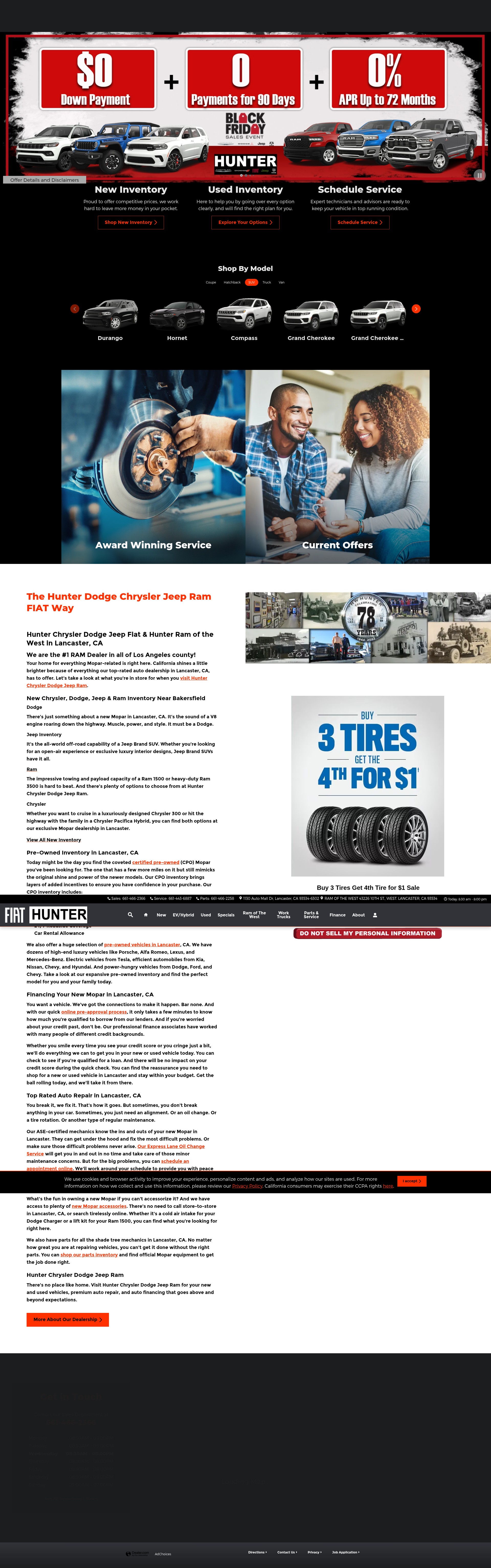 Screenshot of www.hunterdodgechryslerjeep.net