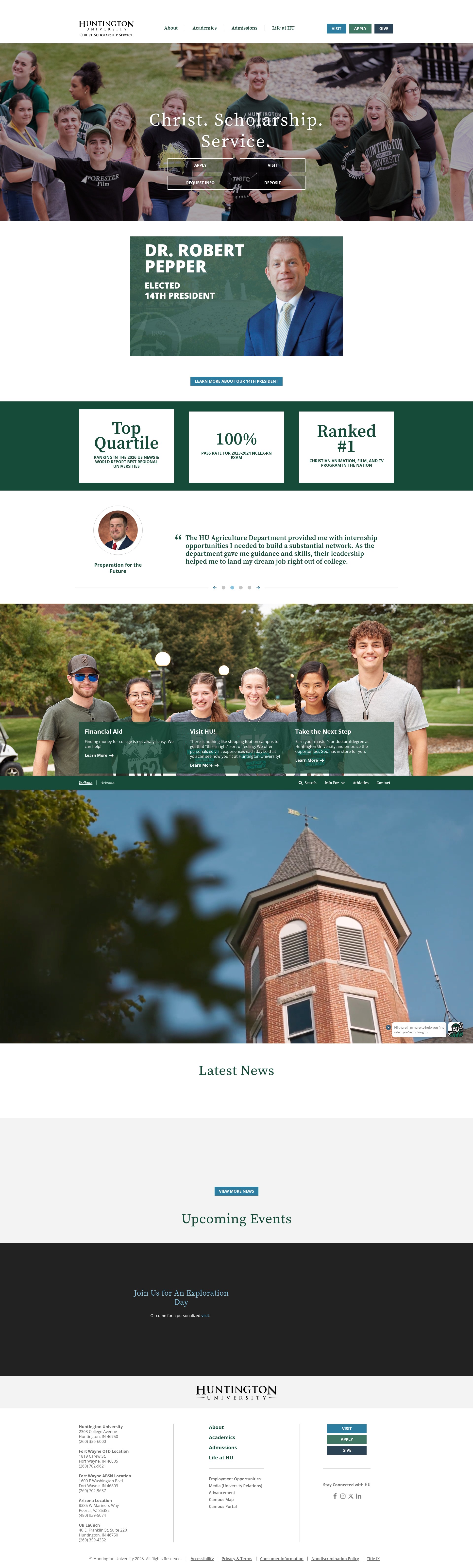 Screenshot of www.huntington.edu