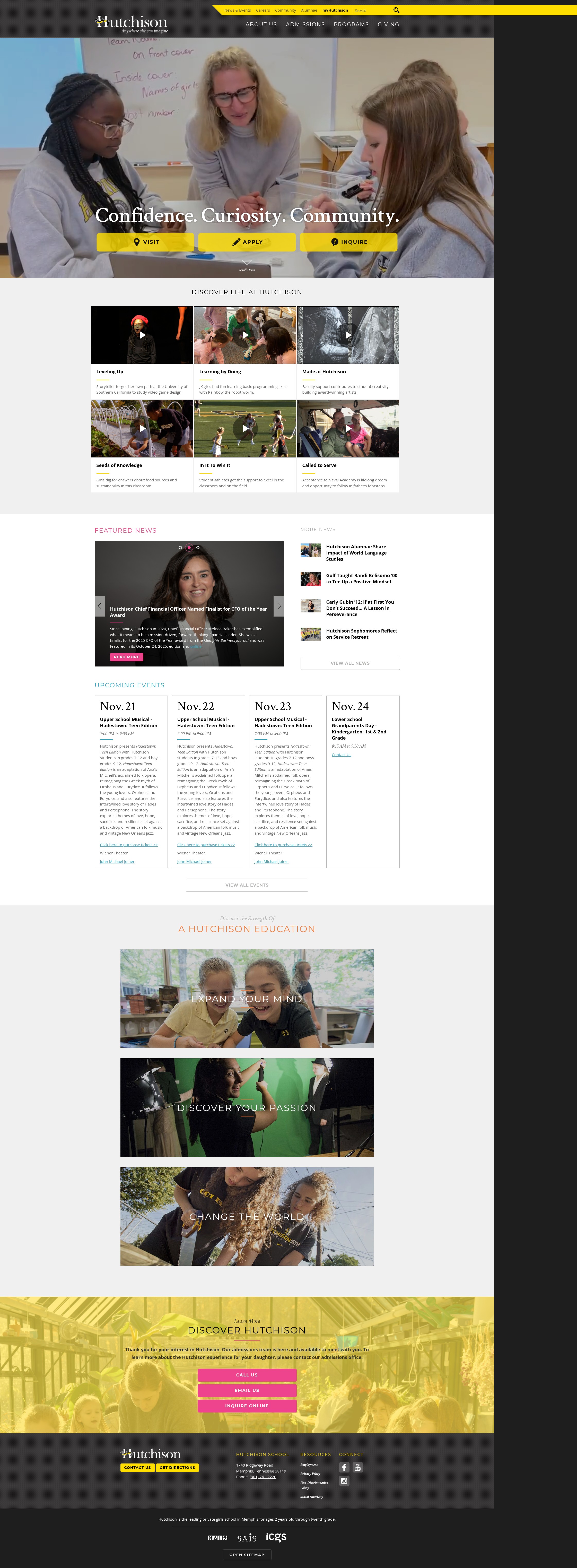Screenshot of www.hutchisonschool.org