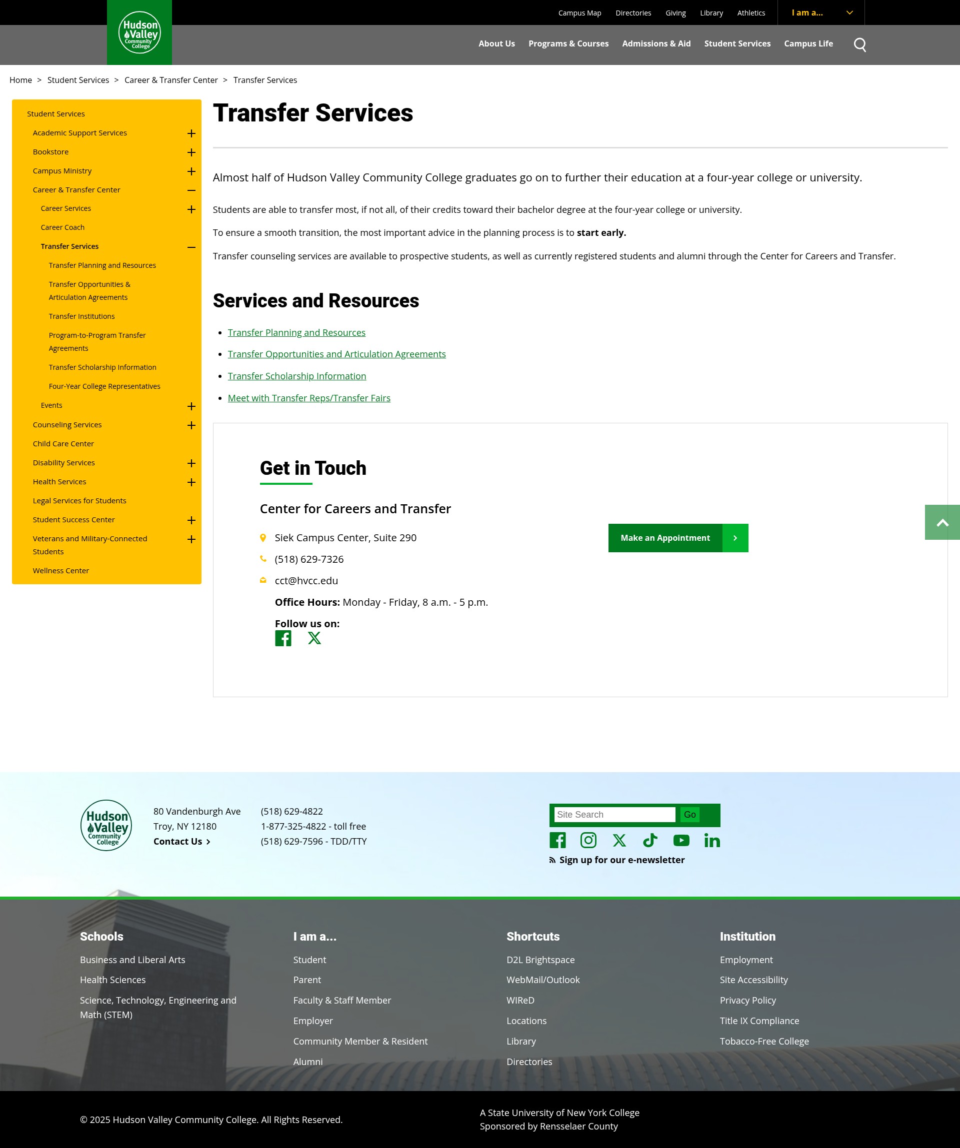 Screenshot of www.hvcc.edu