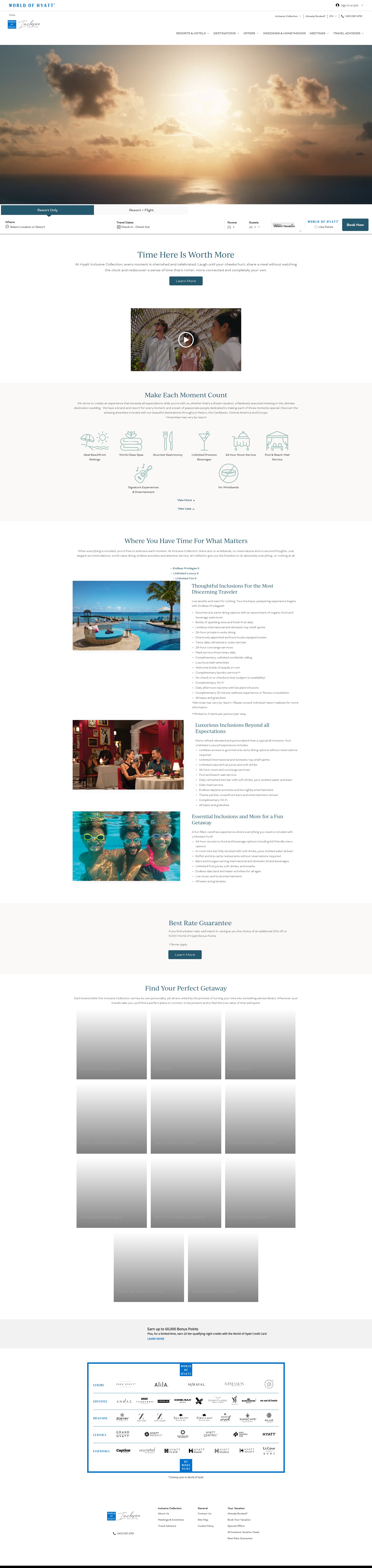 Screenshot of www.hyattinclusivecollection.com