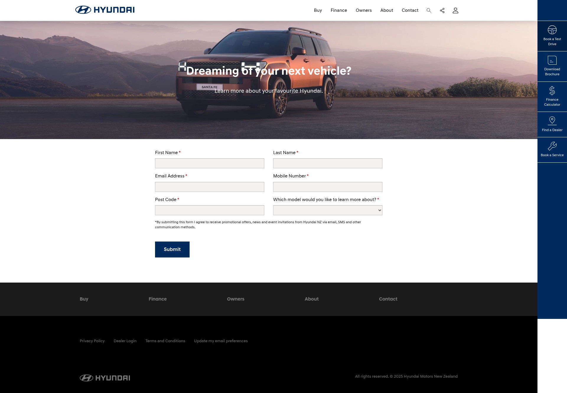Screenshot of www.hyundai.co.nz
