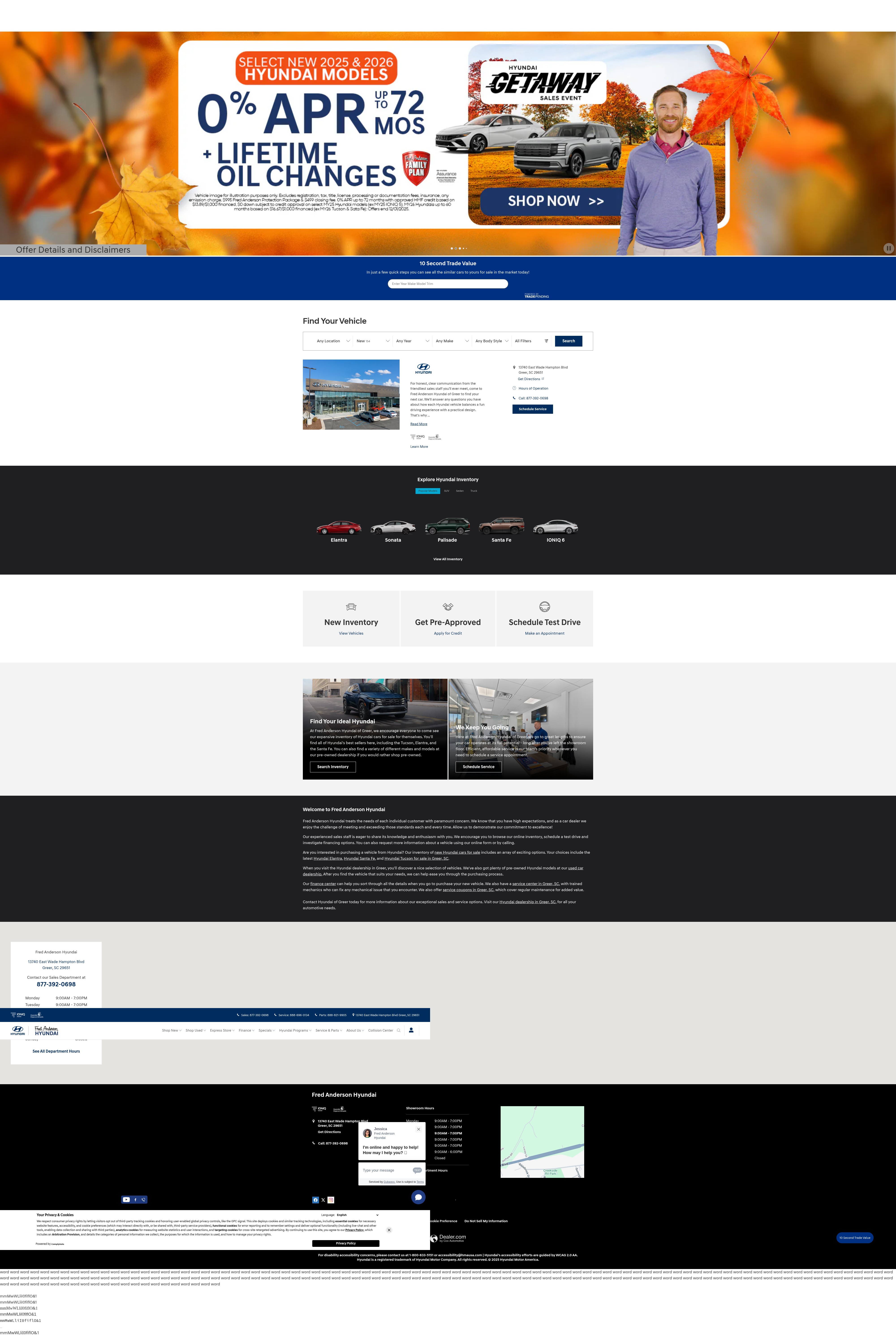Screenshot of www.hyundaiofgreer.com