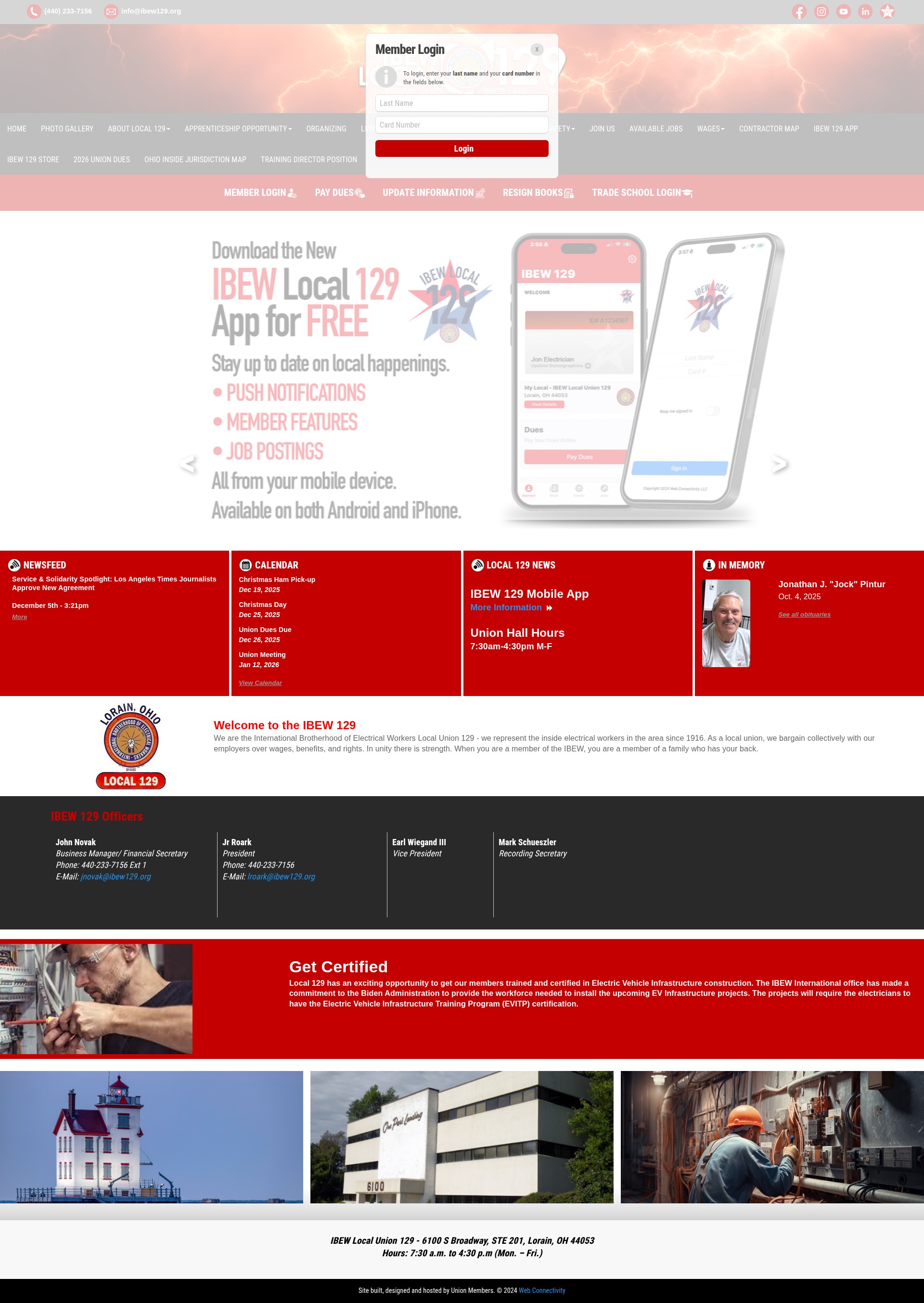 Screenshot of www.ibew129.org