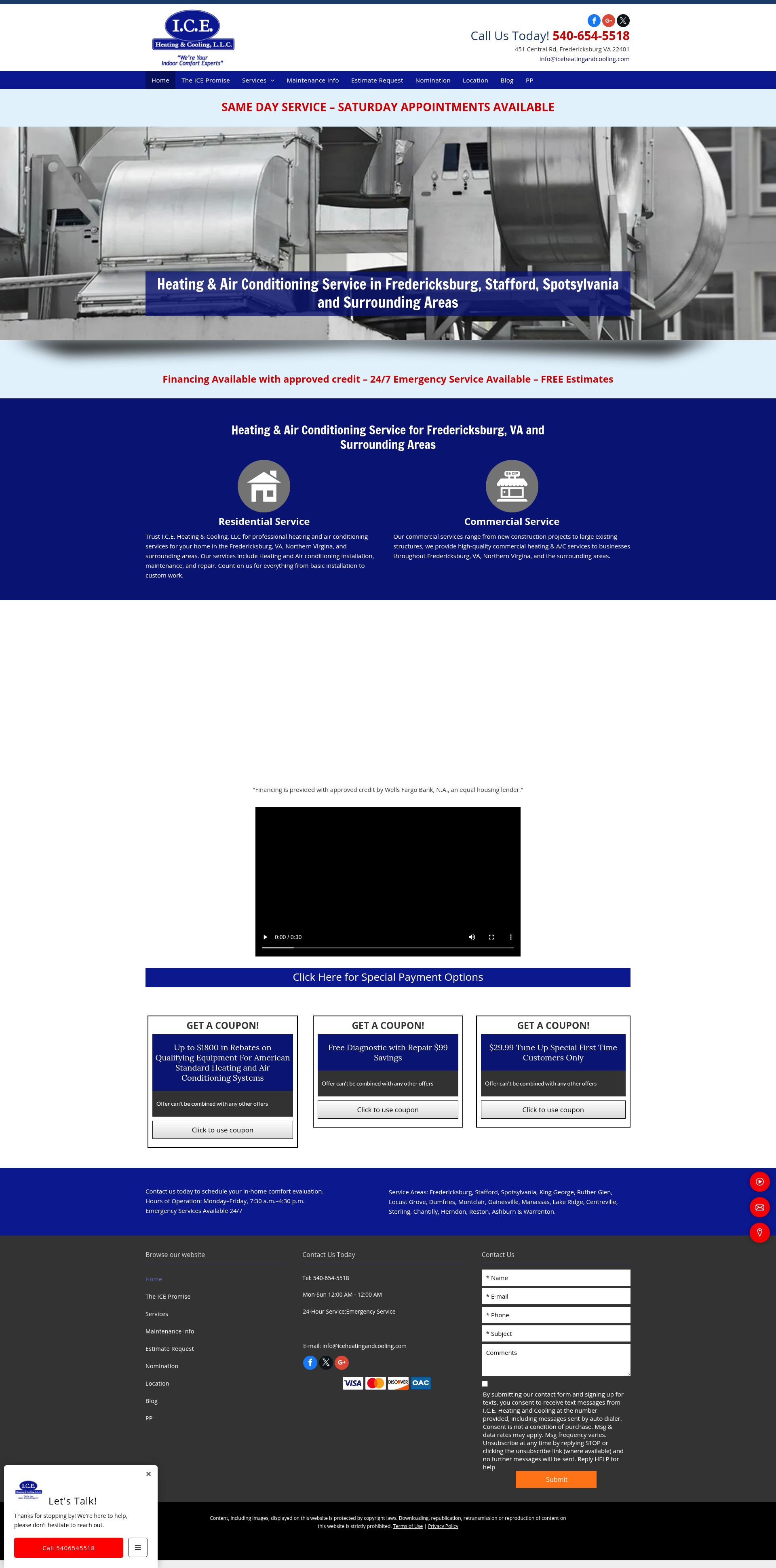 Screenshot of www.iceheatingandcoolingva.com