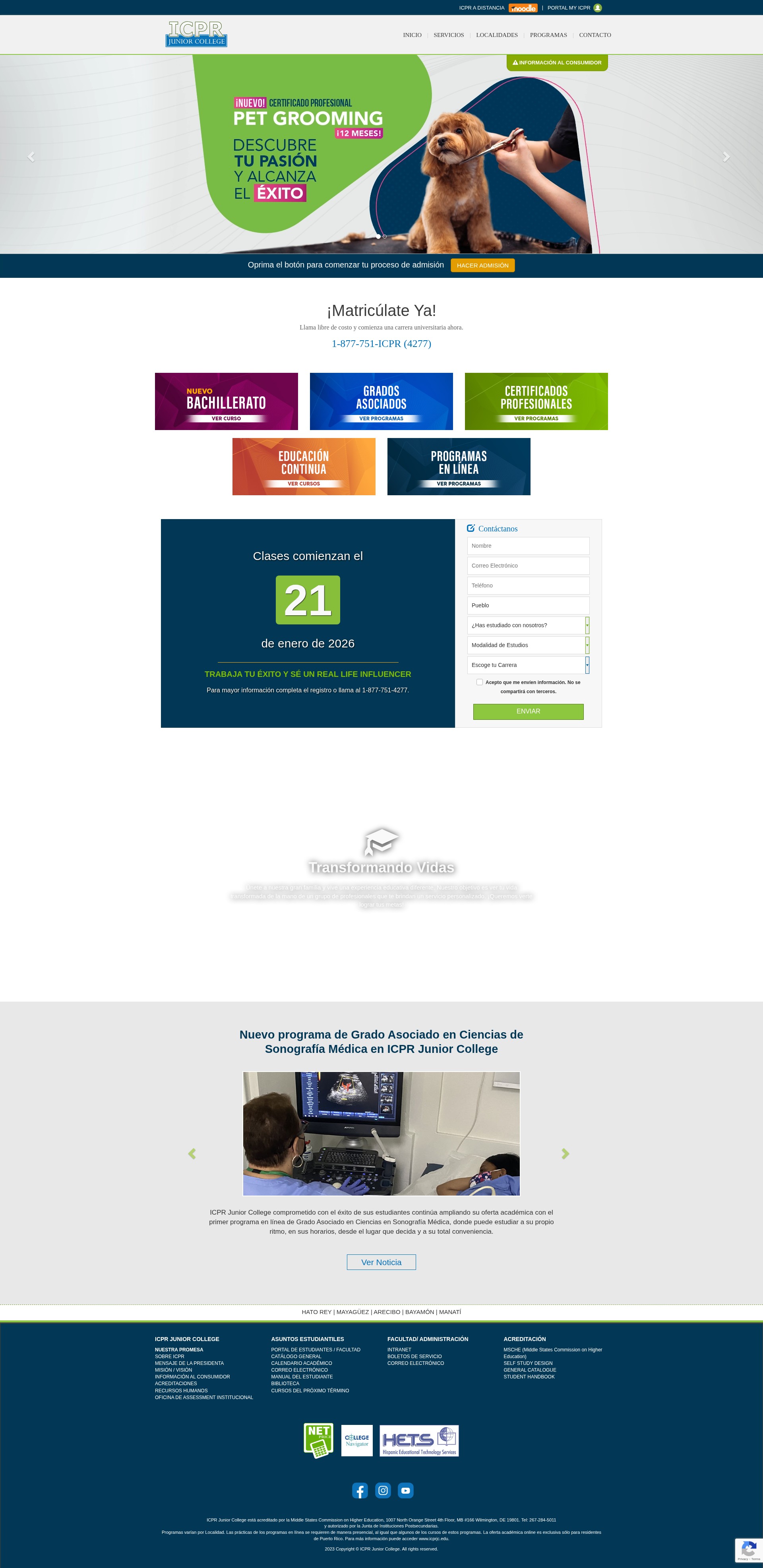 Screenshot of www.icprjc.edu