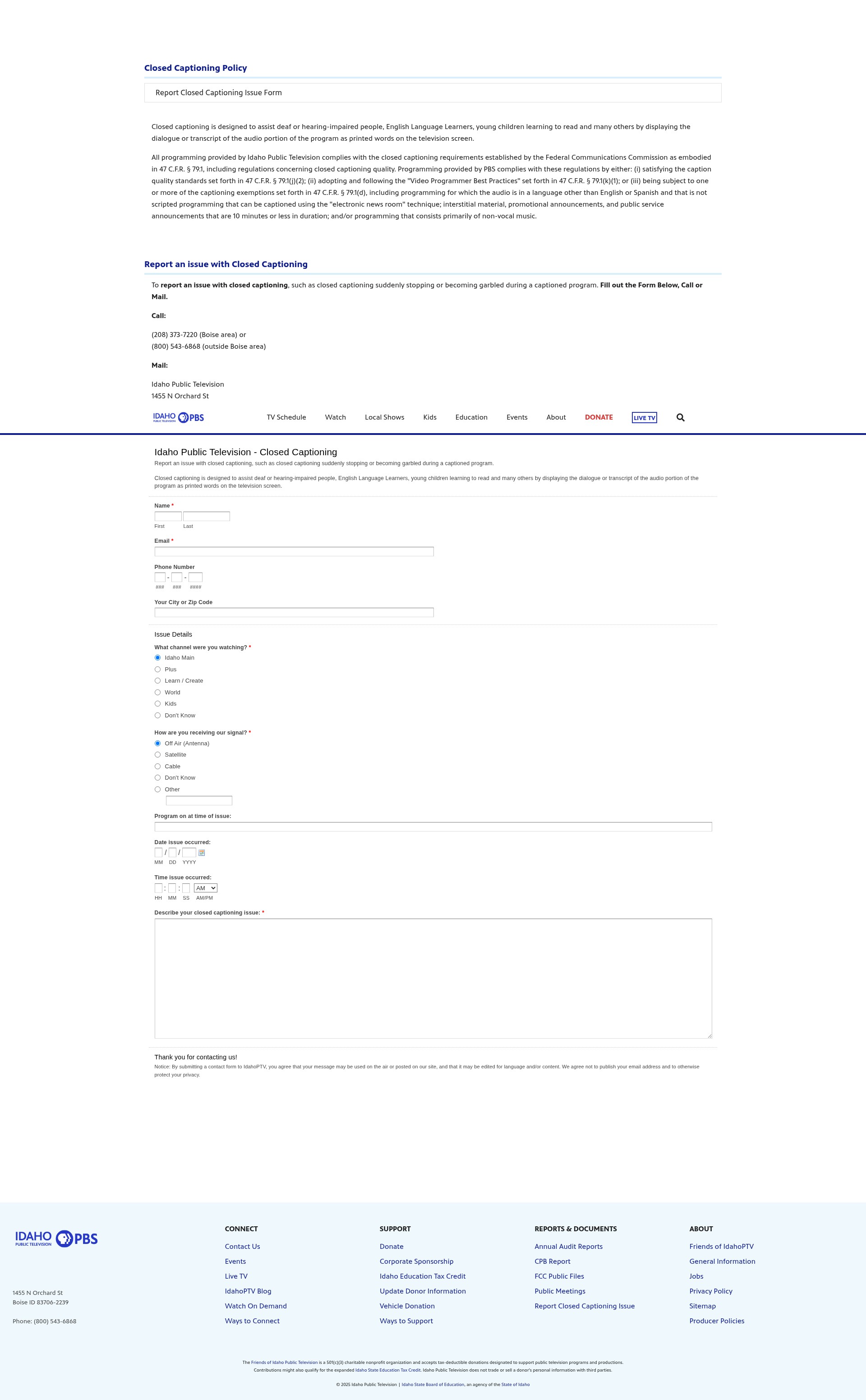 Screenshot of www.idahoptv.org