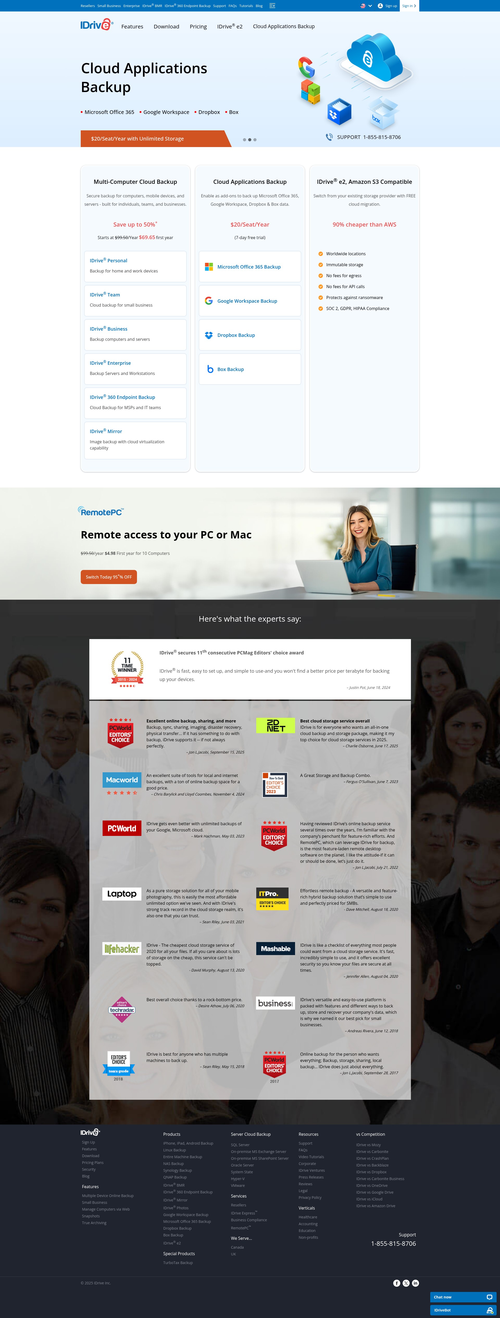 Screenshot of www.idrive.com