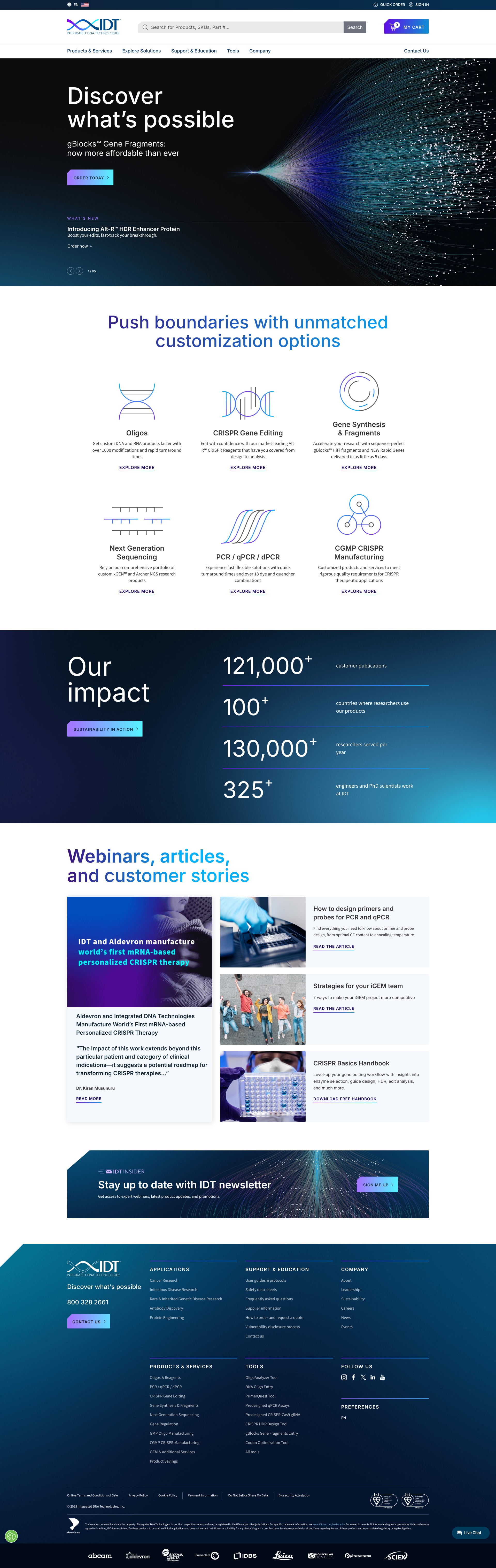 Screenshot of www.idtdna.com