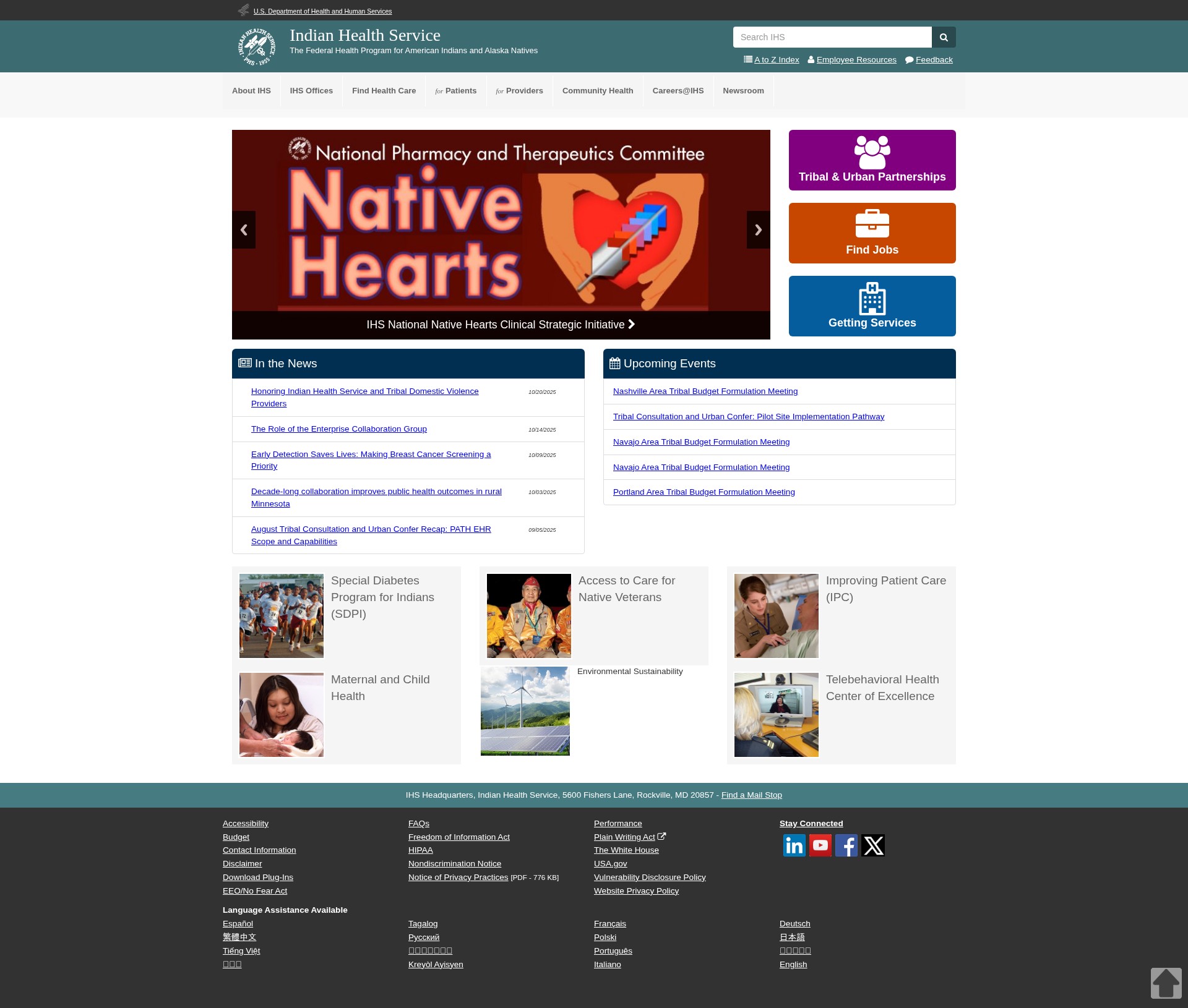 Screenshot of www.ihs.gov