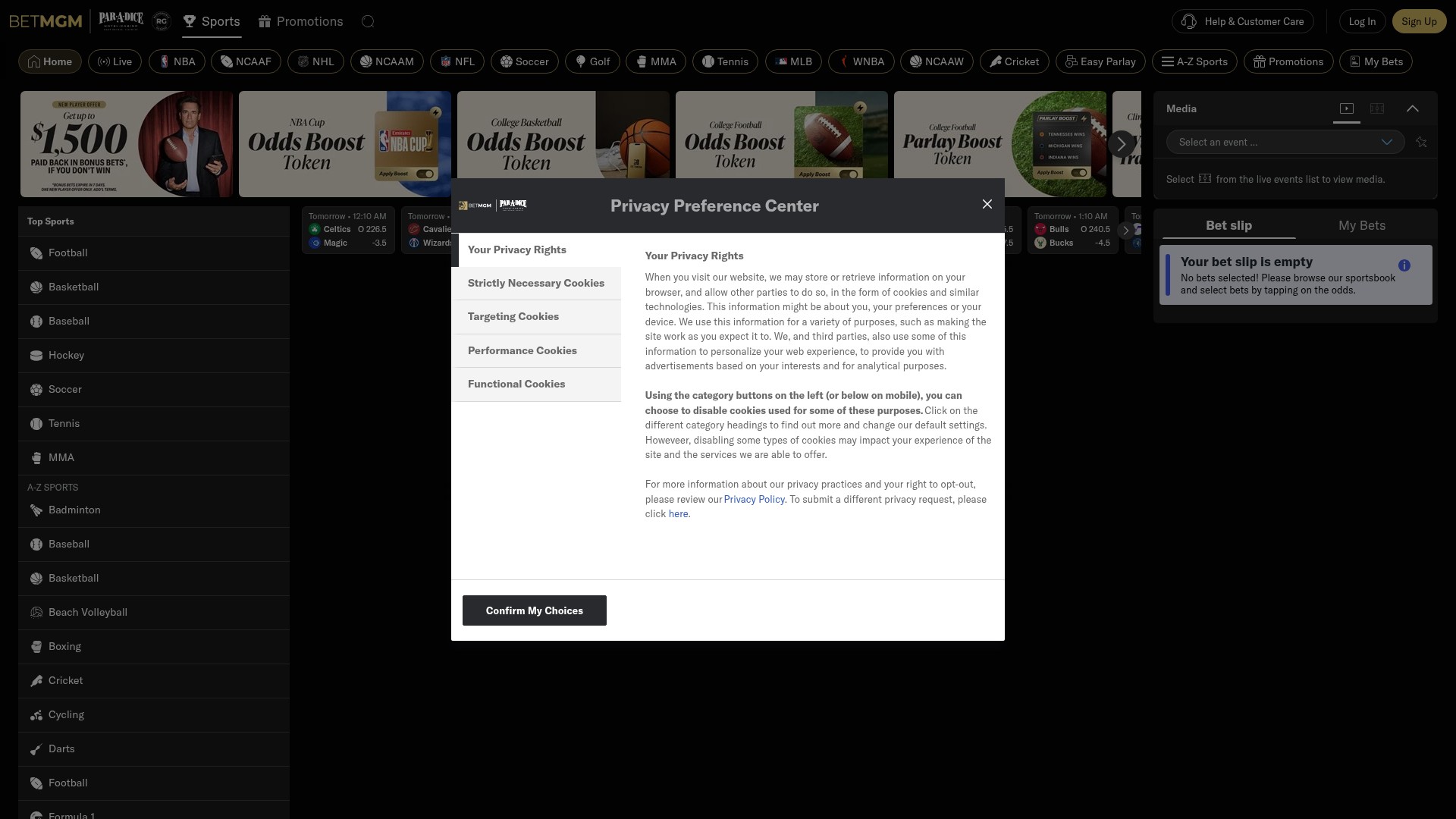 Screenshot of www.il.betmgm.com