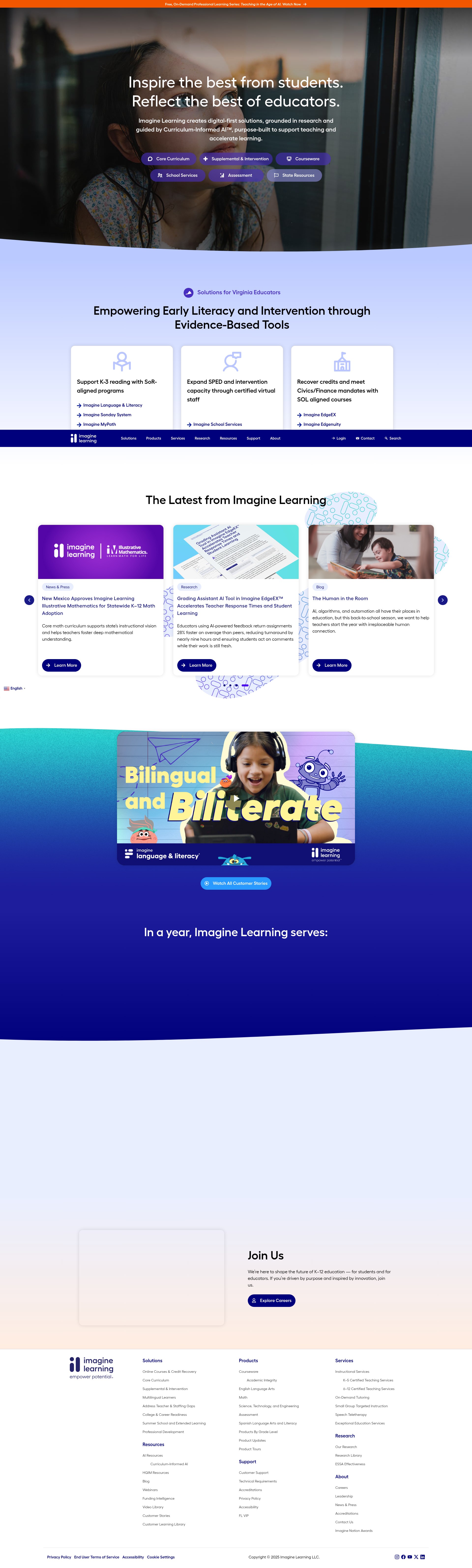 Screenshot of www.imaginelearning.com