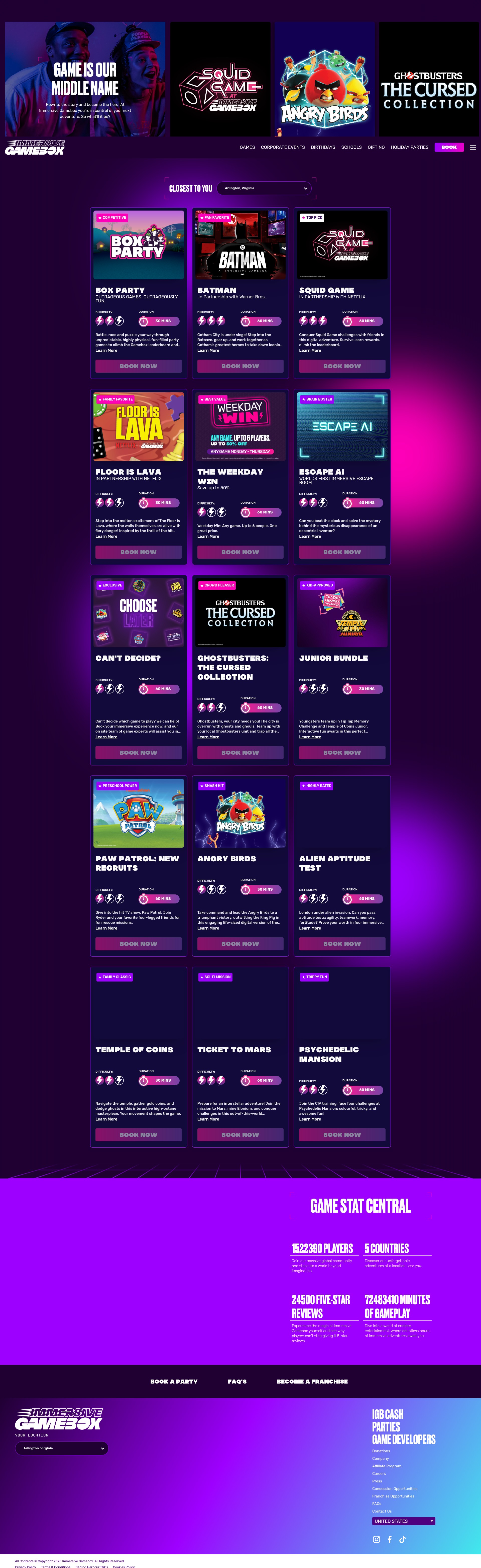 Screenshot of www.immersivegamebox.com