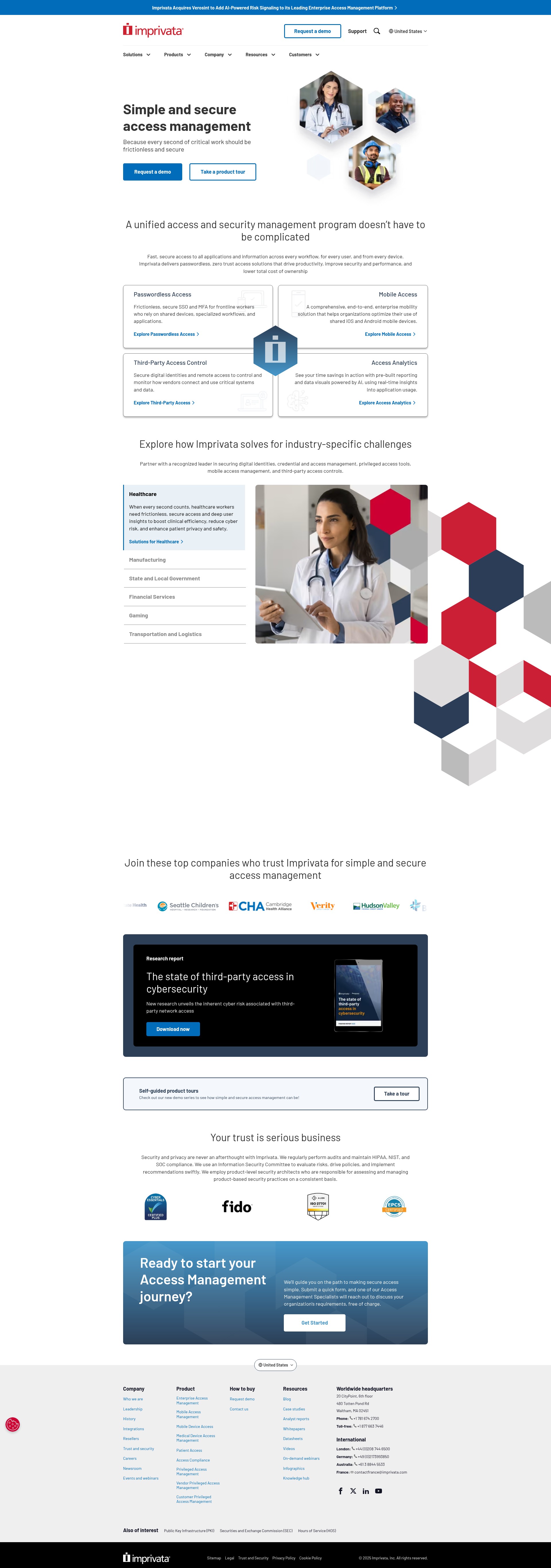 Screenshot of www.imprivata.com