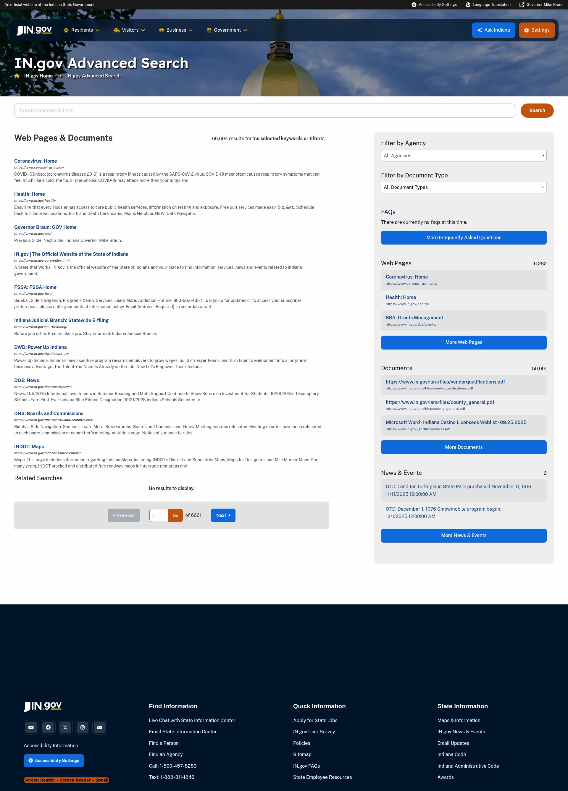 Screenshot of www.in.gov