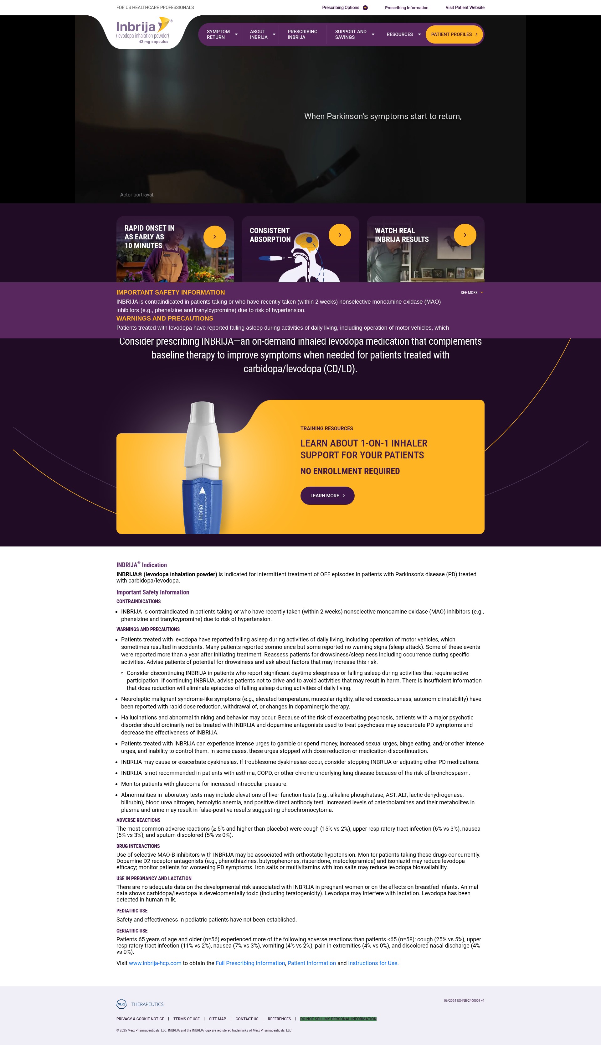 Screenshot of www.inbrija-hcp.com