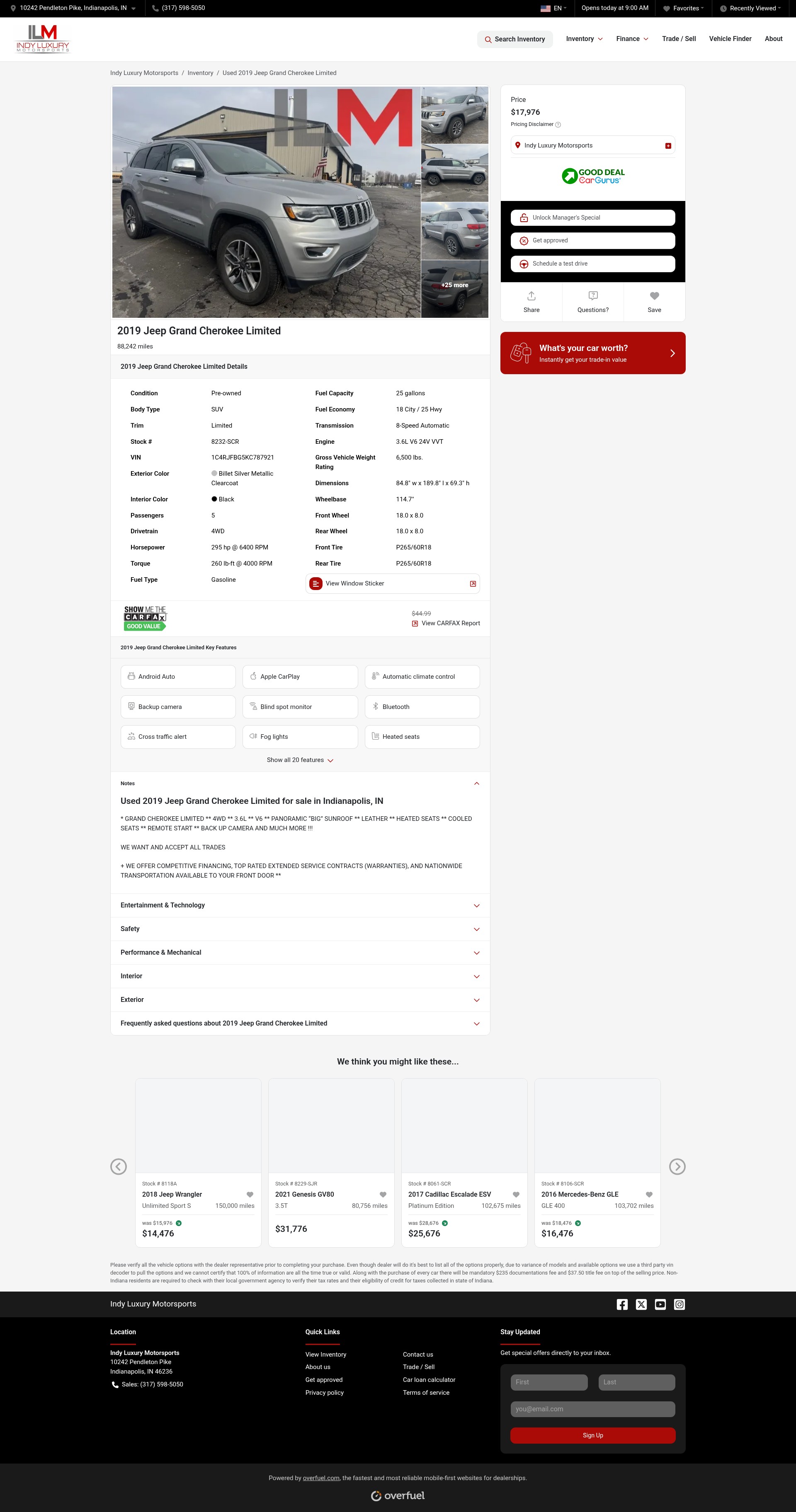 Screenshot of www.indyluxurymotorsports.com