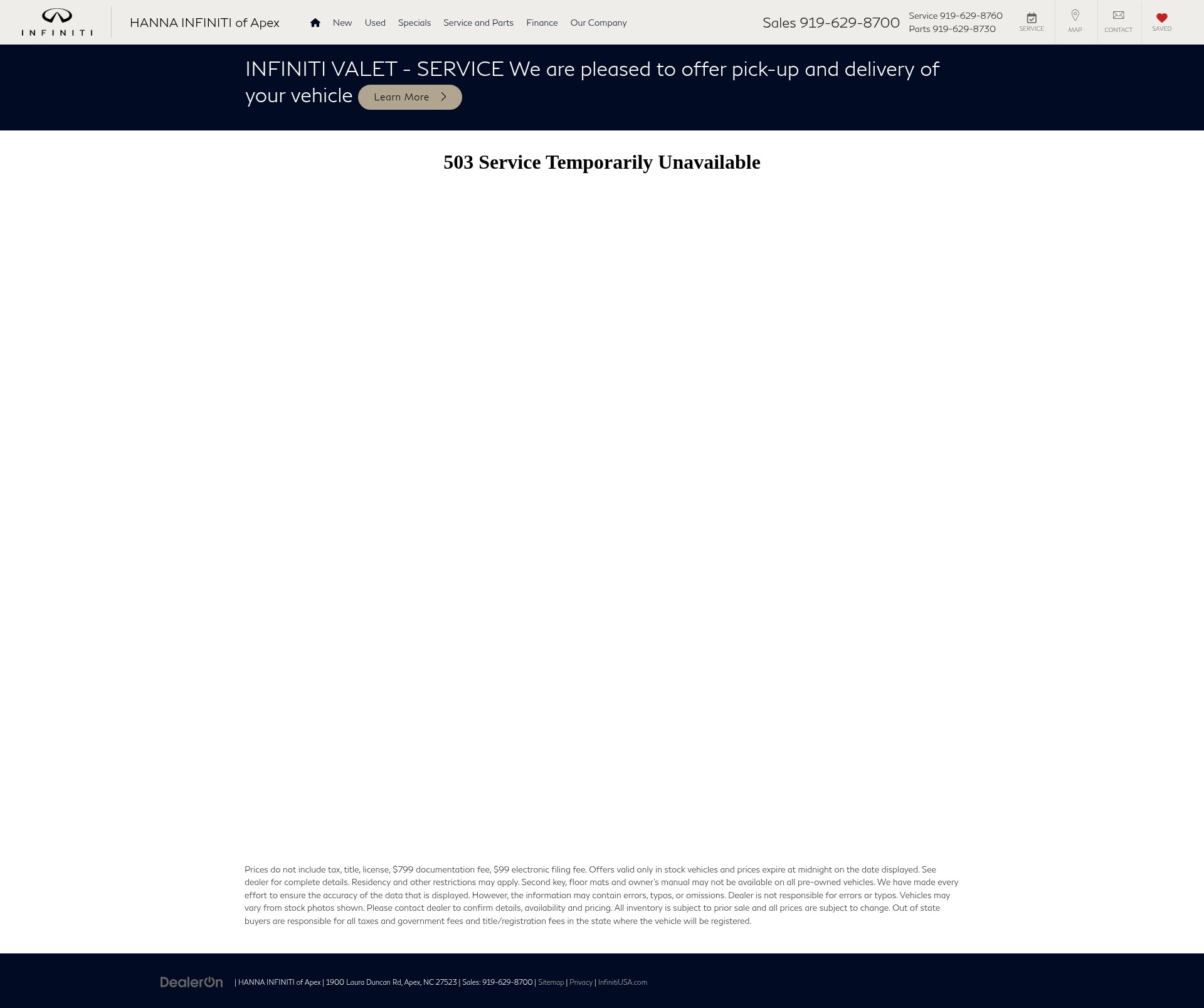 Screenshot of www.infinitiofapex.com