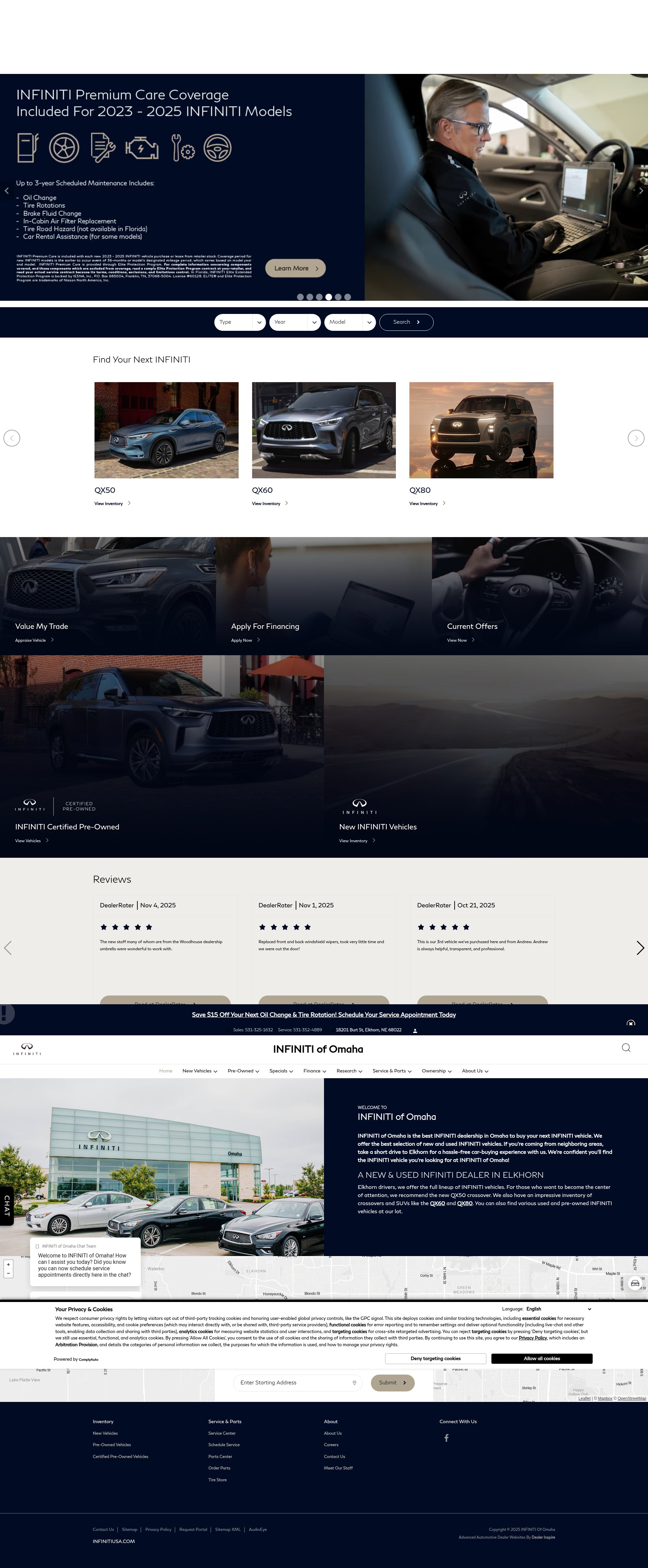 Screenshot of www.infinitiofomaha.com