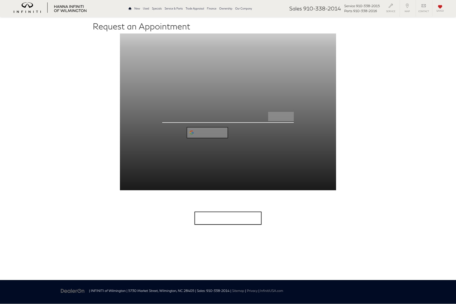 Screenshot of www.infinitiofwilmington.com