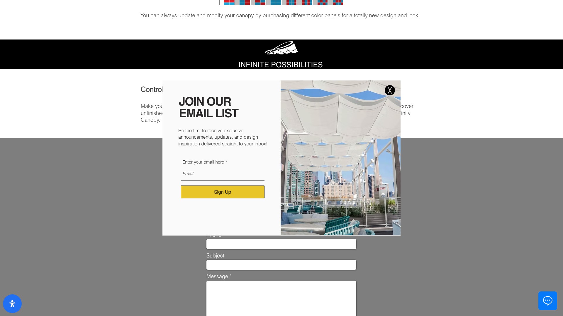 Screenshot of www.infinitycanopy.com