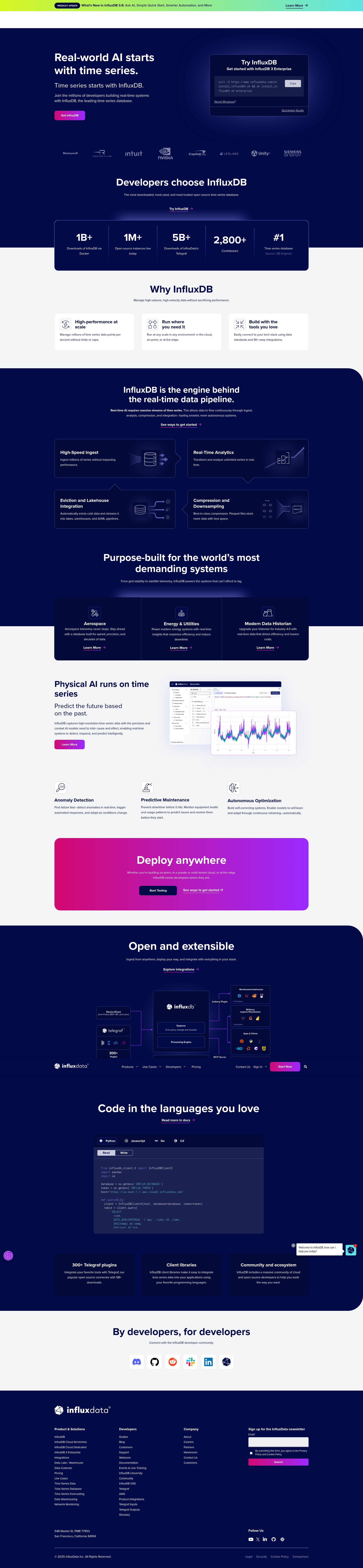 Screenshot of www.influxdata.com