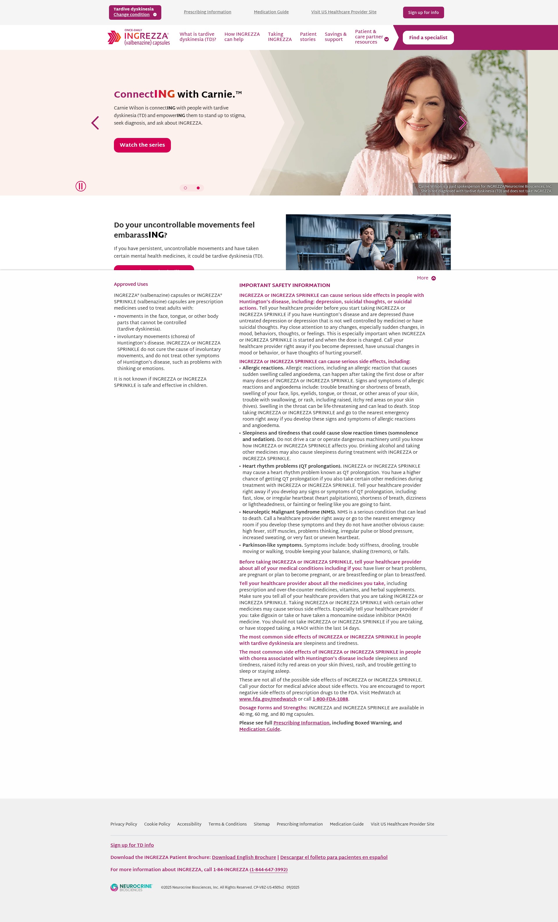Screenshot of www.ingrezza.com
