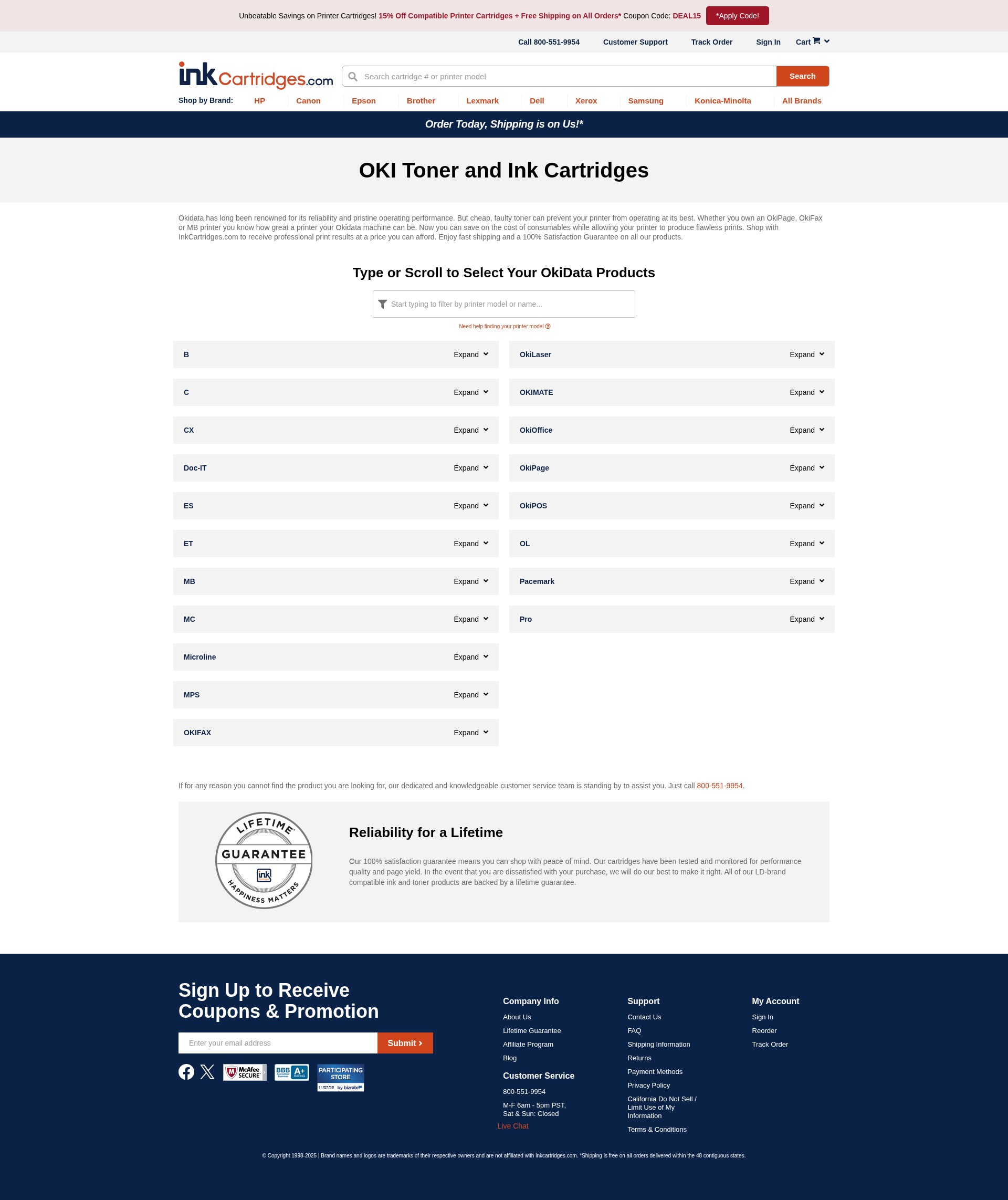 Screenshot of www.inkcartridges.com