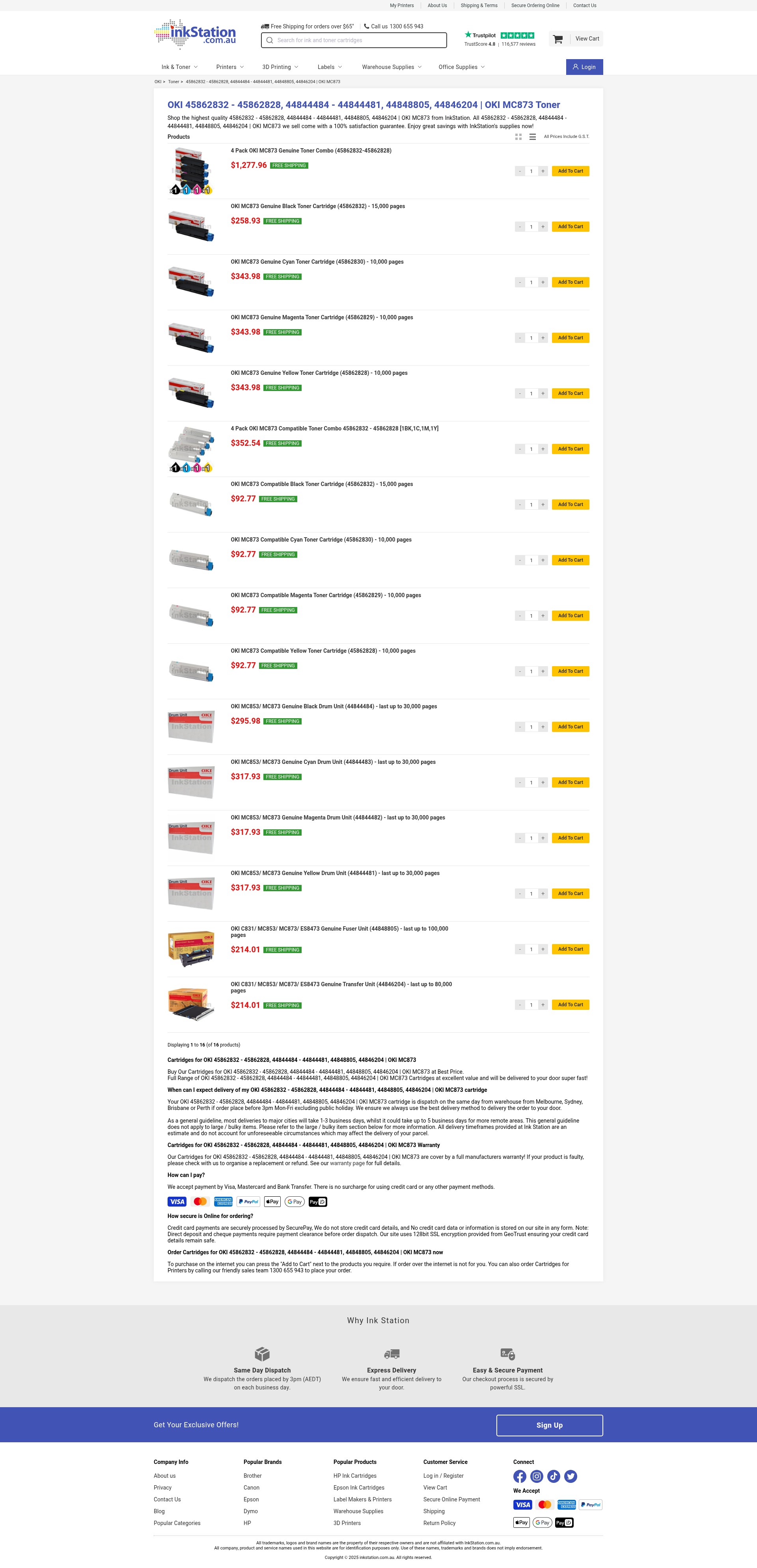 Screenshot of www.inkstation.com.au