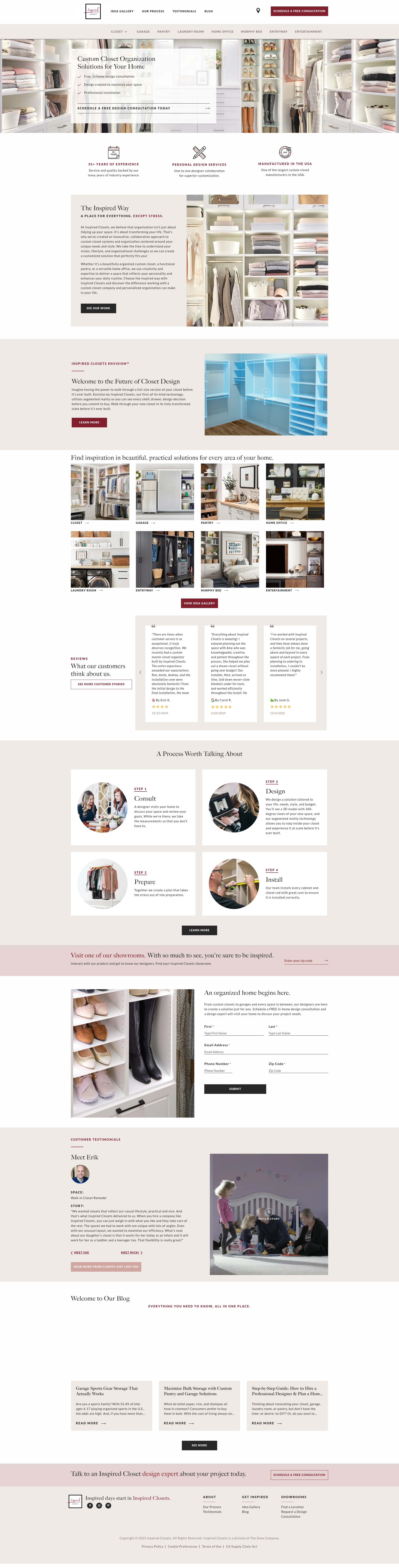 Screenshot of www.inspiredclosets.com