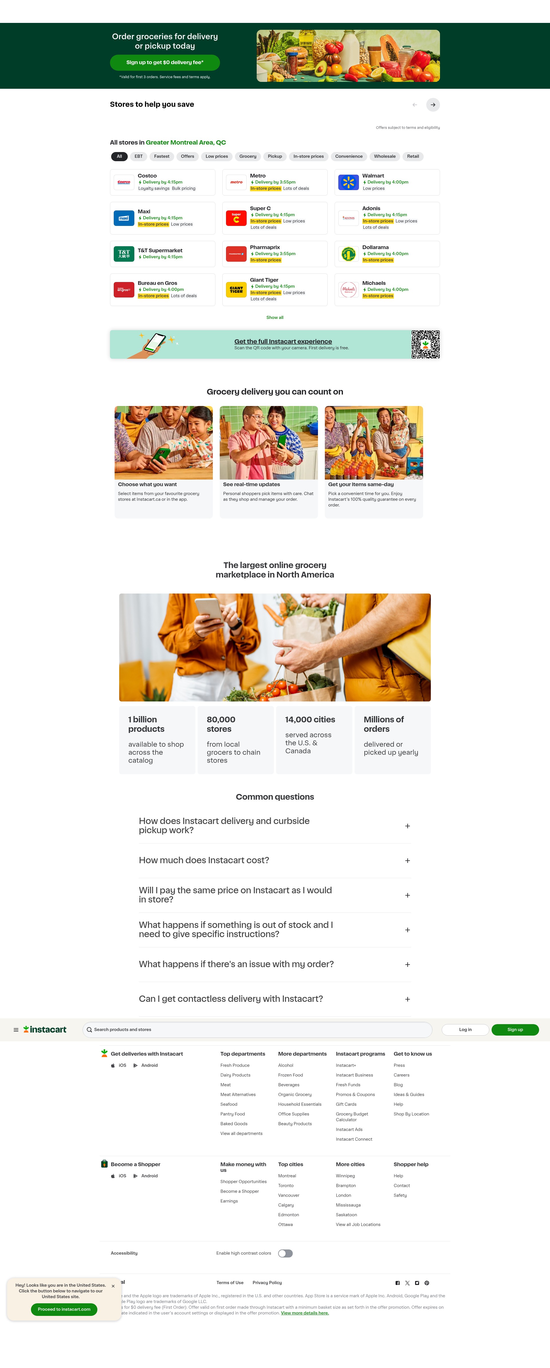 Screenshot of www.instacart.ca