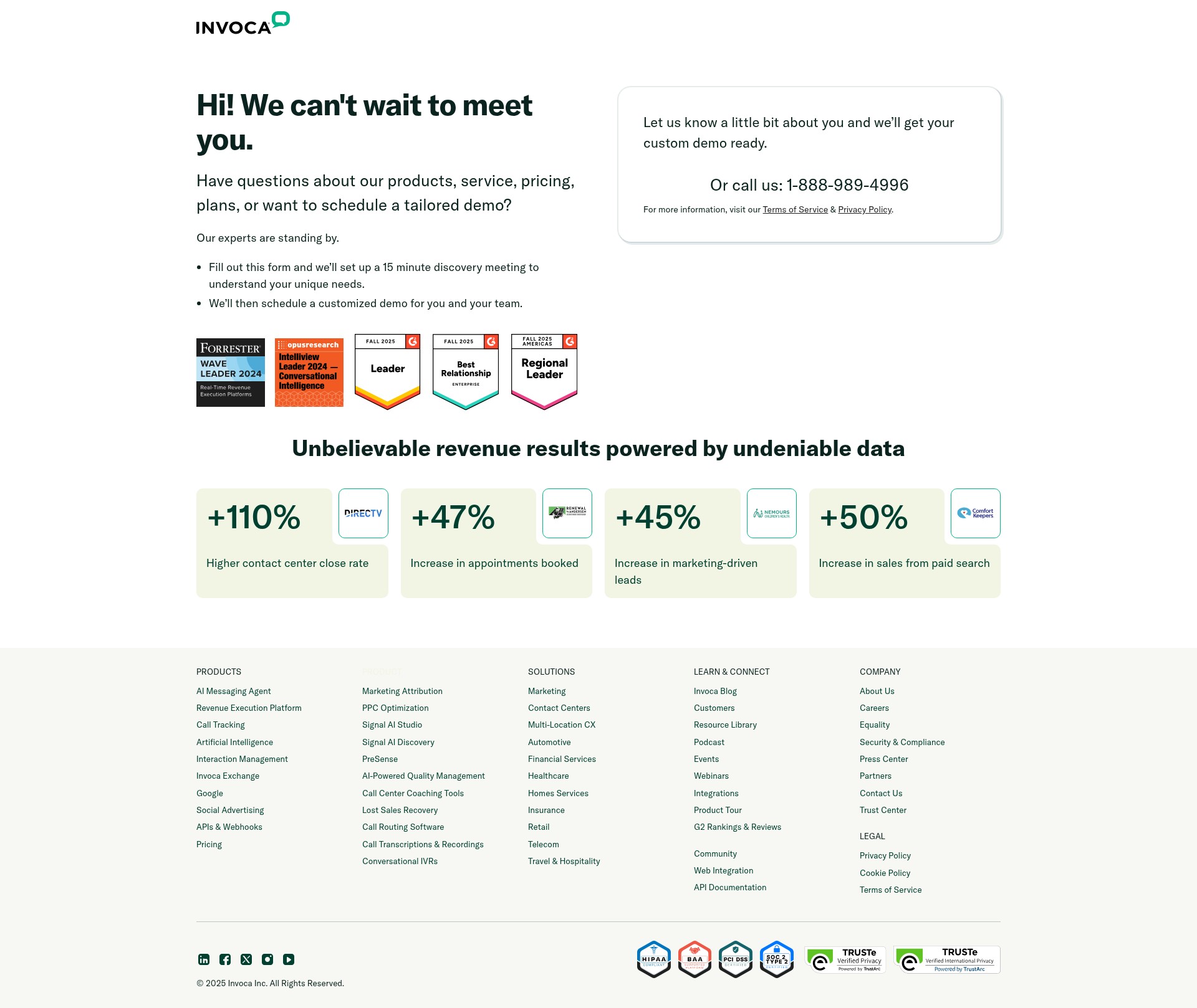 Screenshot of www.invoca.com