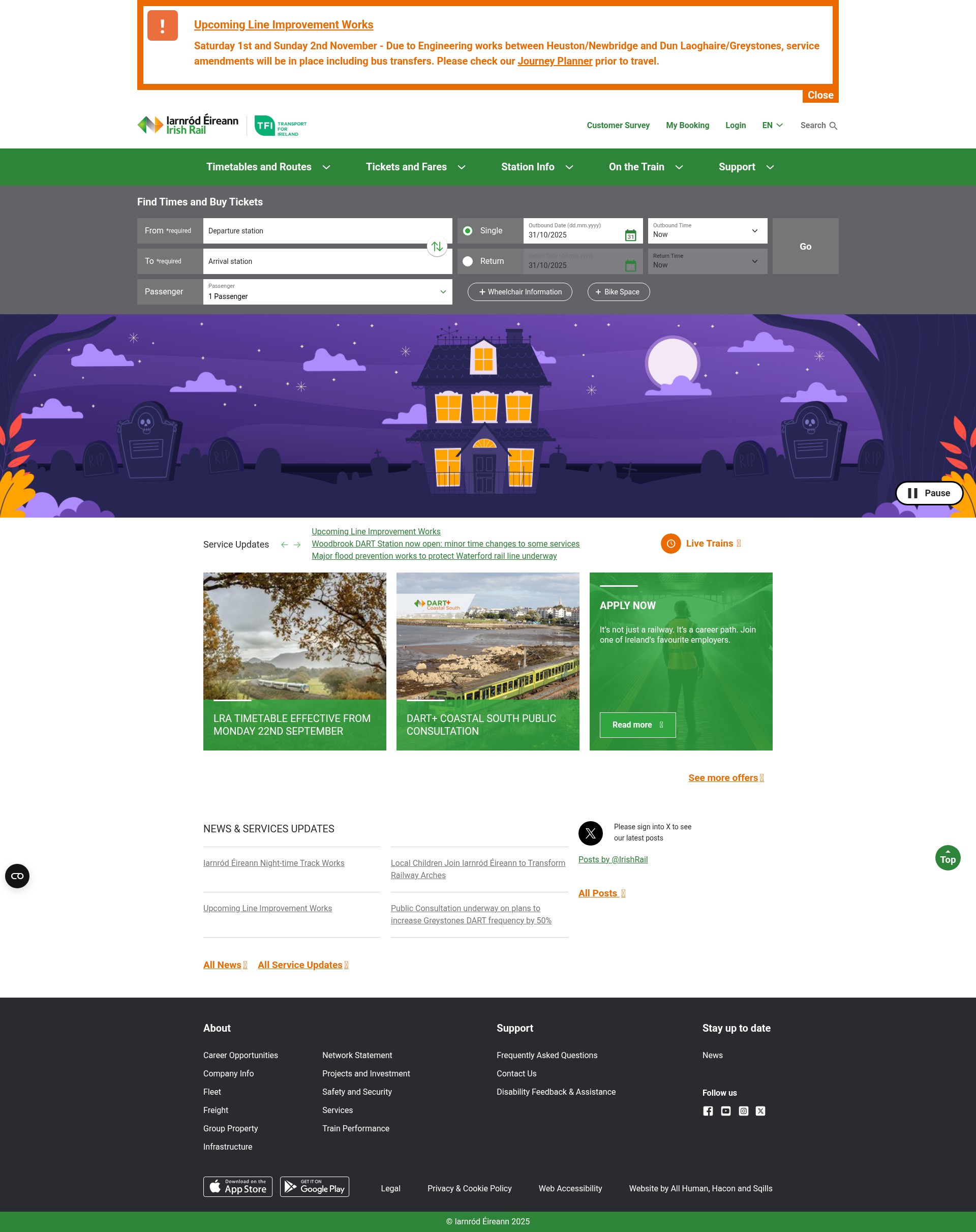 Screenshot of www.irishrail.ie