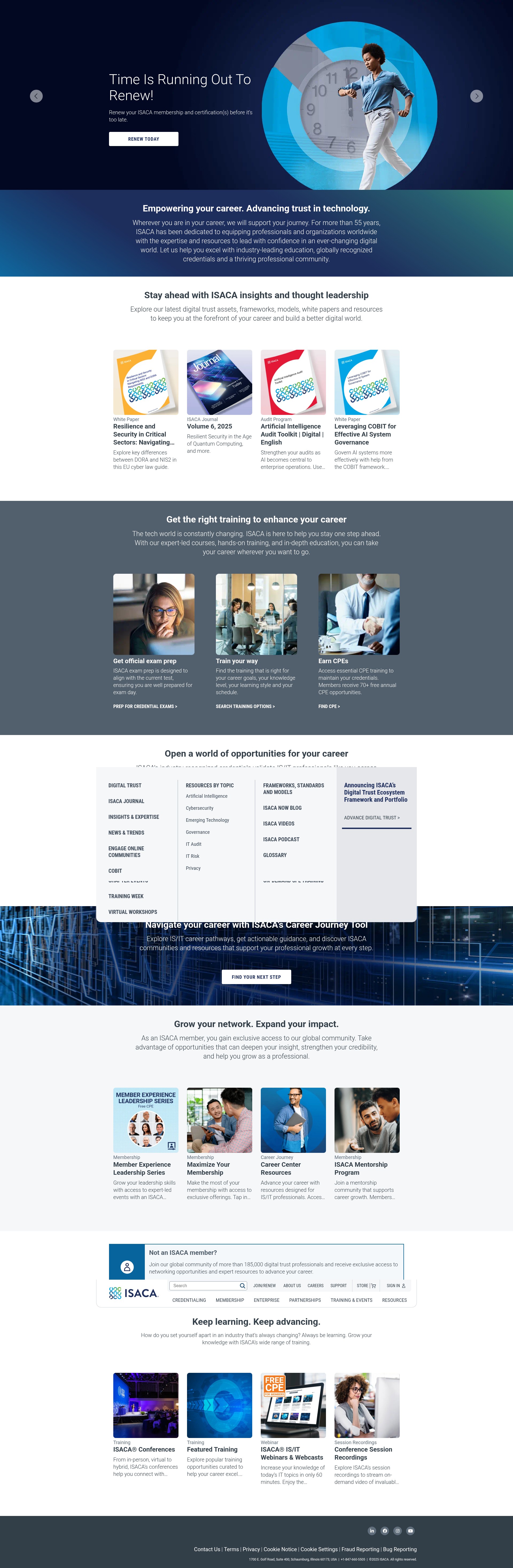 Screenshot of www.isaca.org