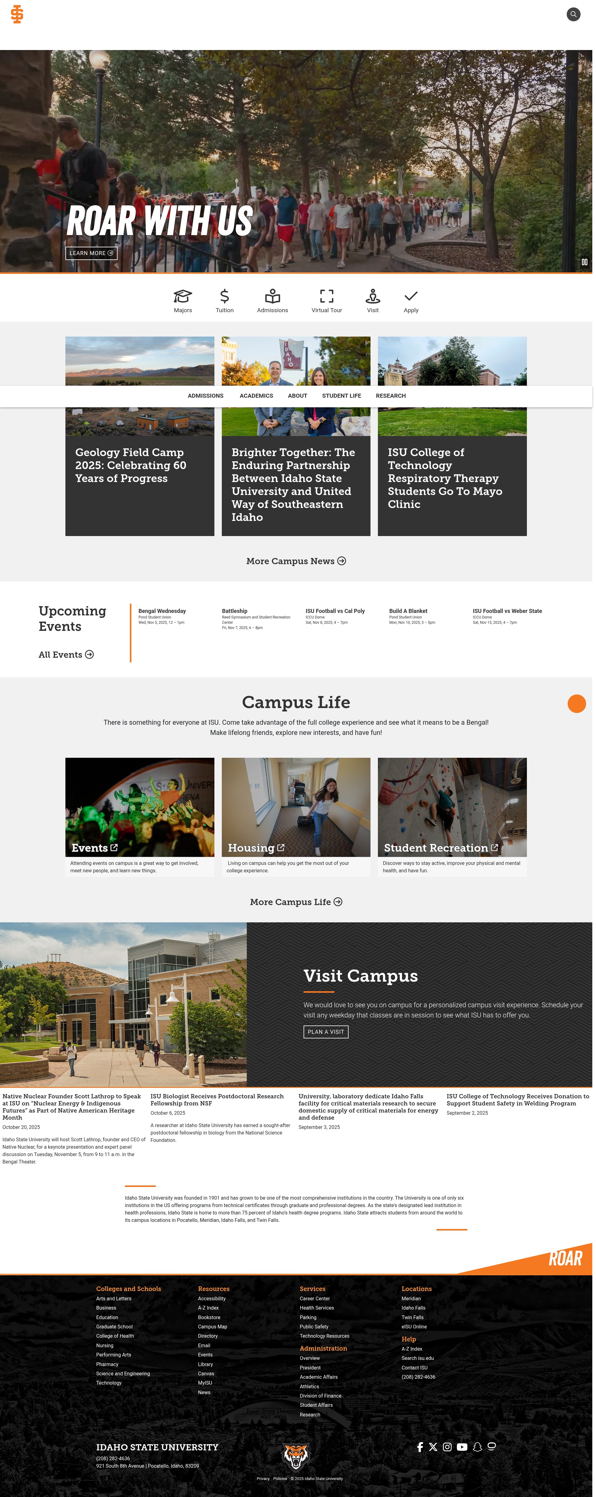 Screenshot of www.isu.edu