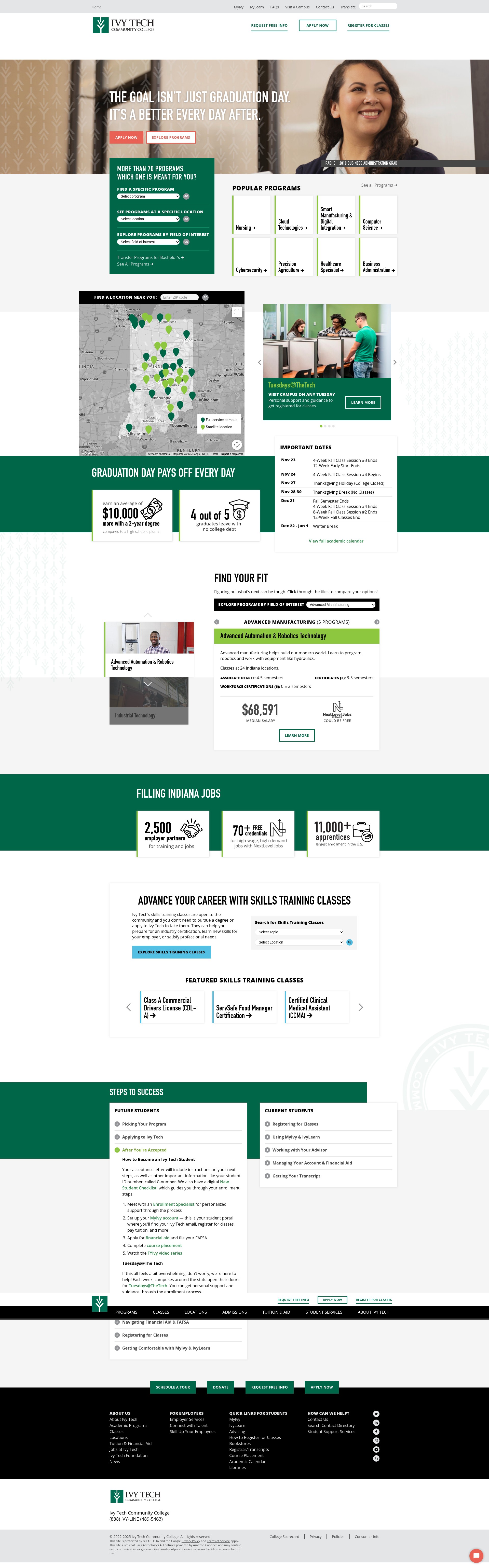 Screenshot of www.ivytech.edu