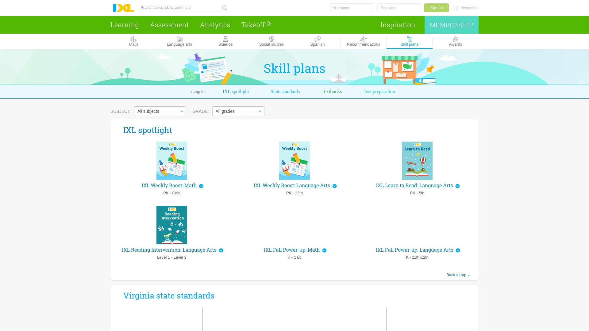 Screenshot of www.ixl.com