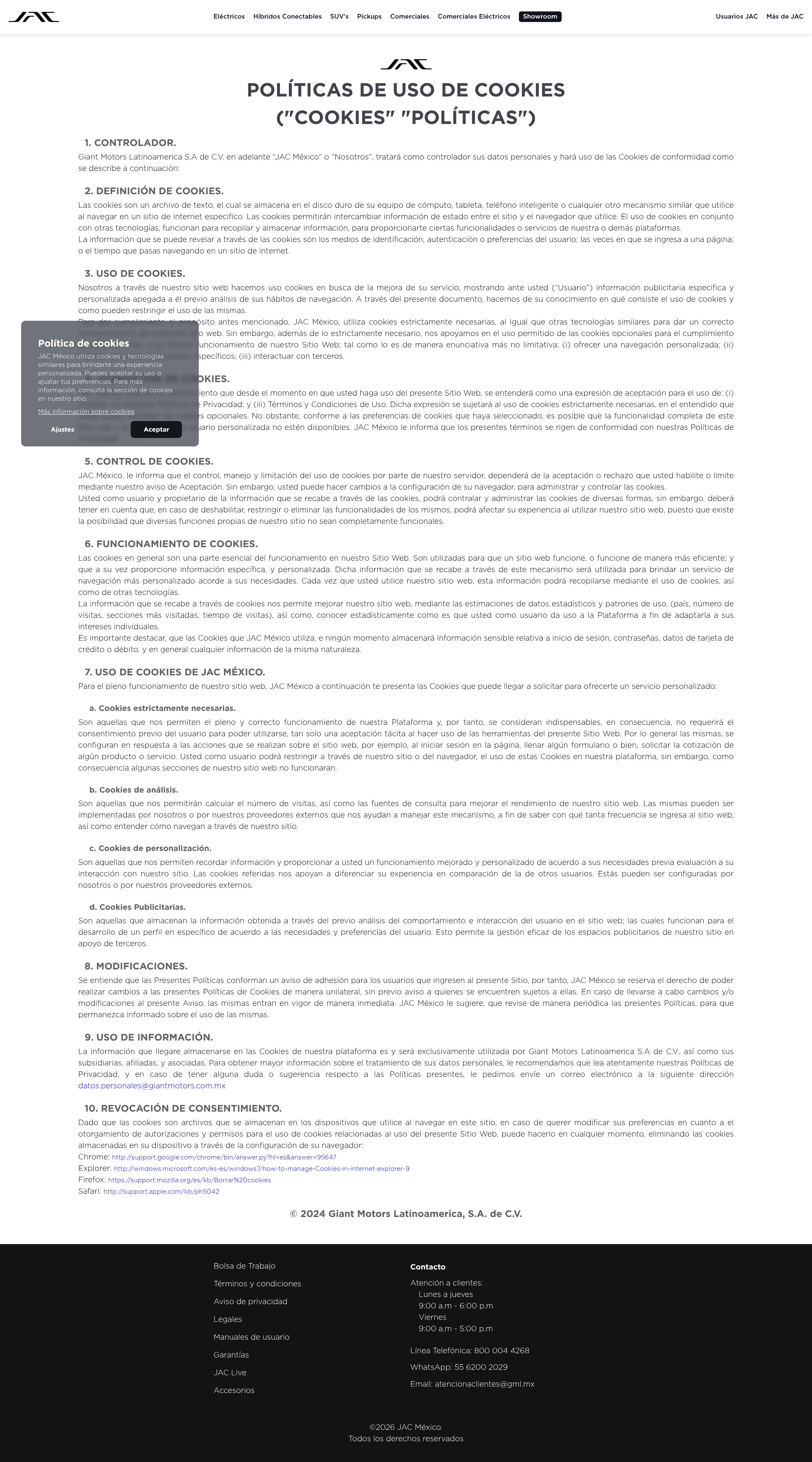 Screenshot of www.jac.mx