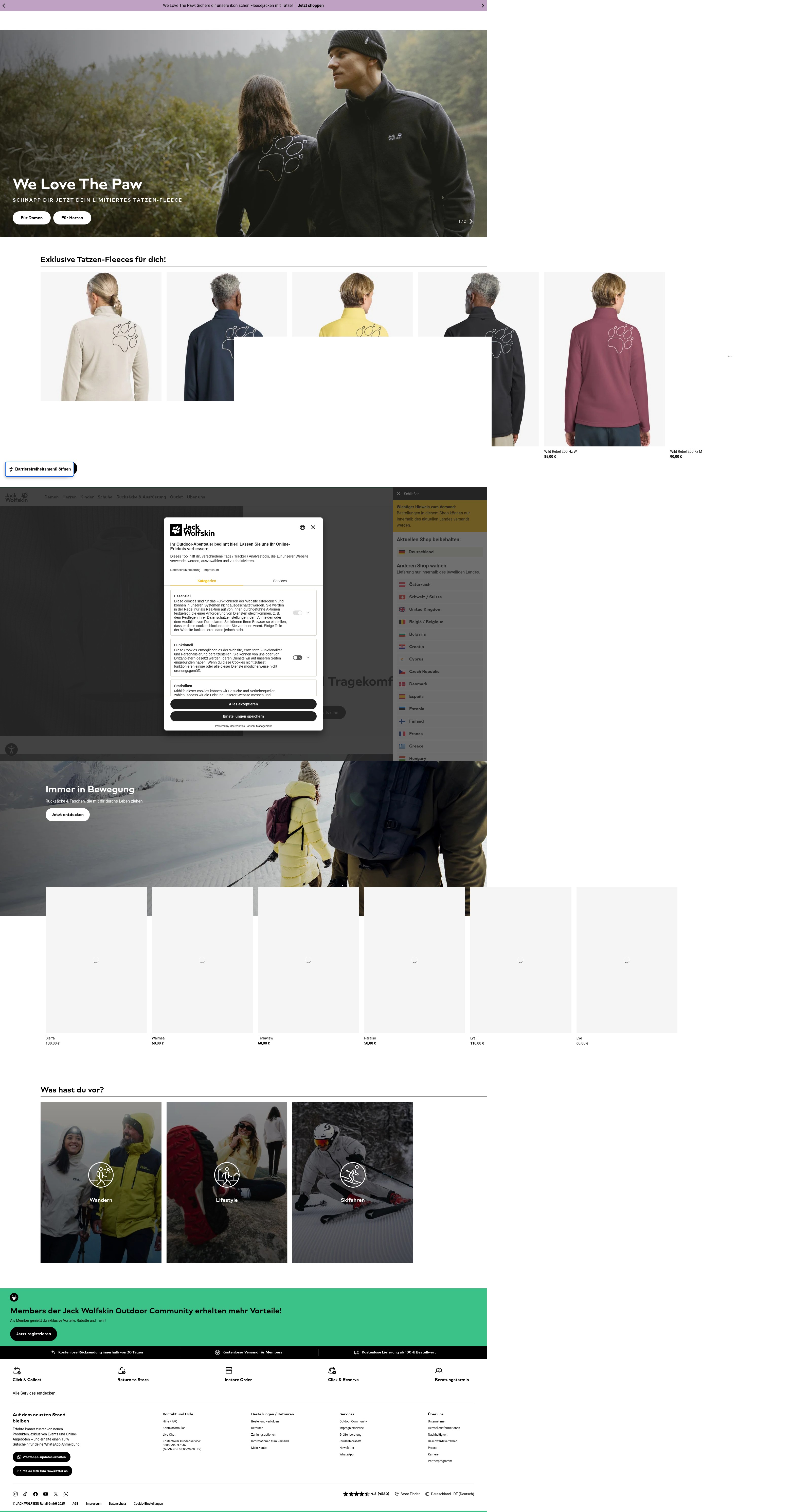 Screenshot of www.jack-wolfskin.de