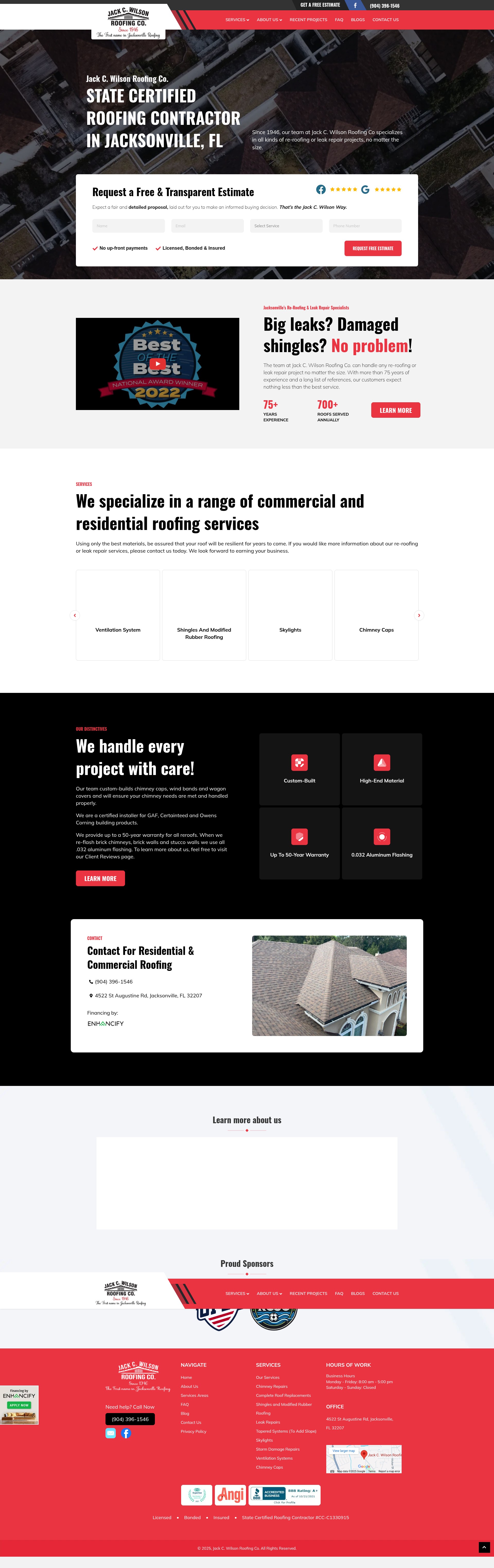 Screenshot of www.jackcwilsonroofing.com