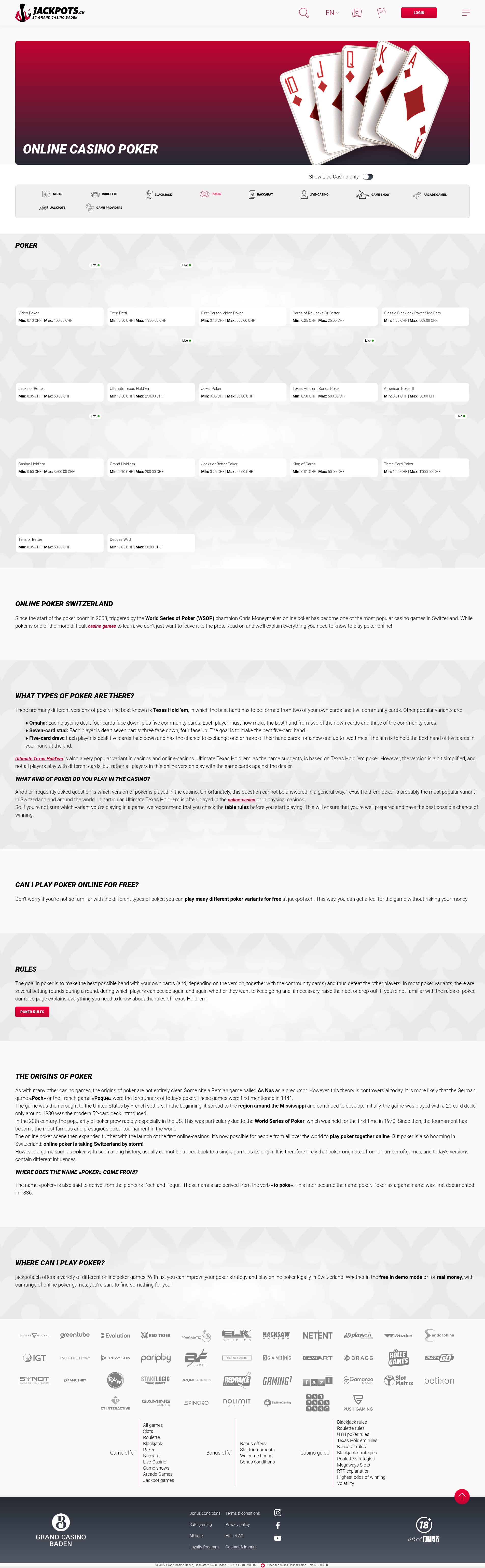 Screenshot of www.jackpots.ch