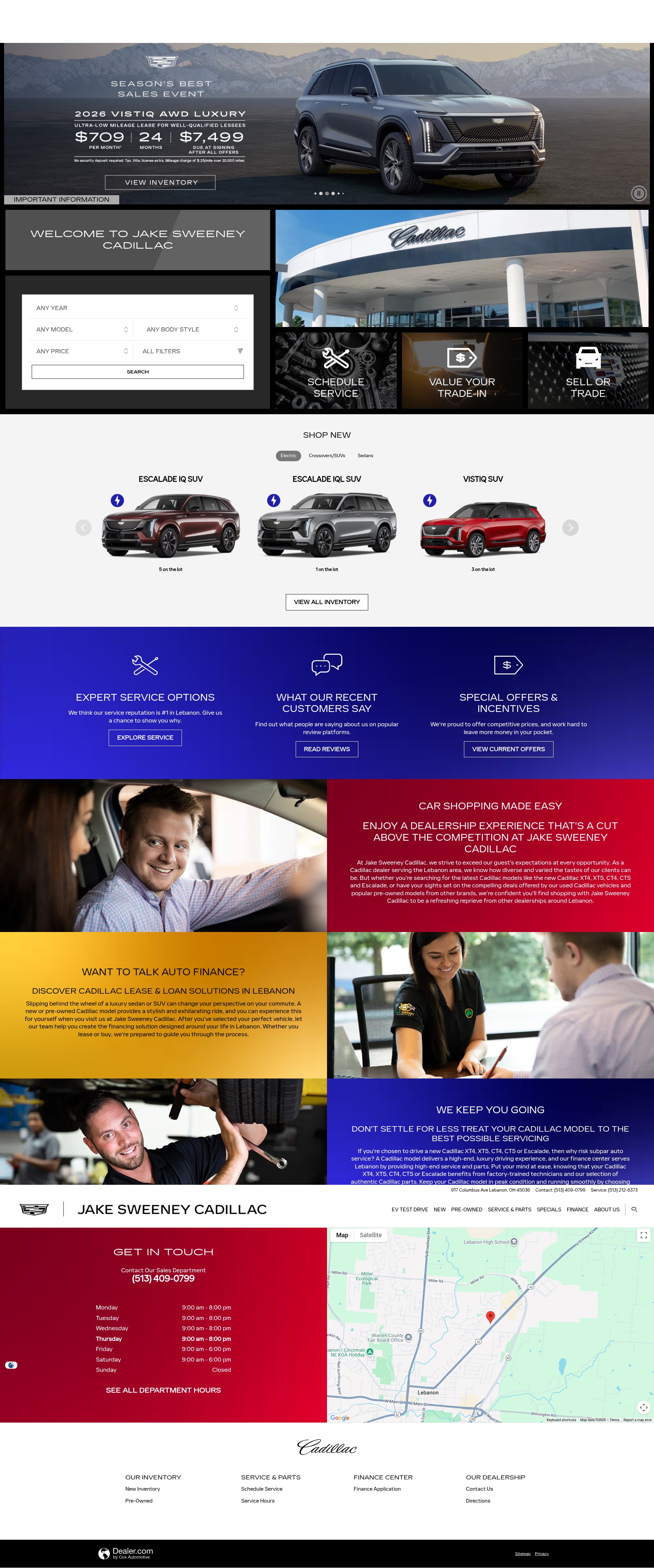 Screenshot of www.jakesweeneycadillac.com