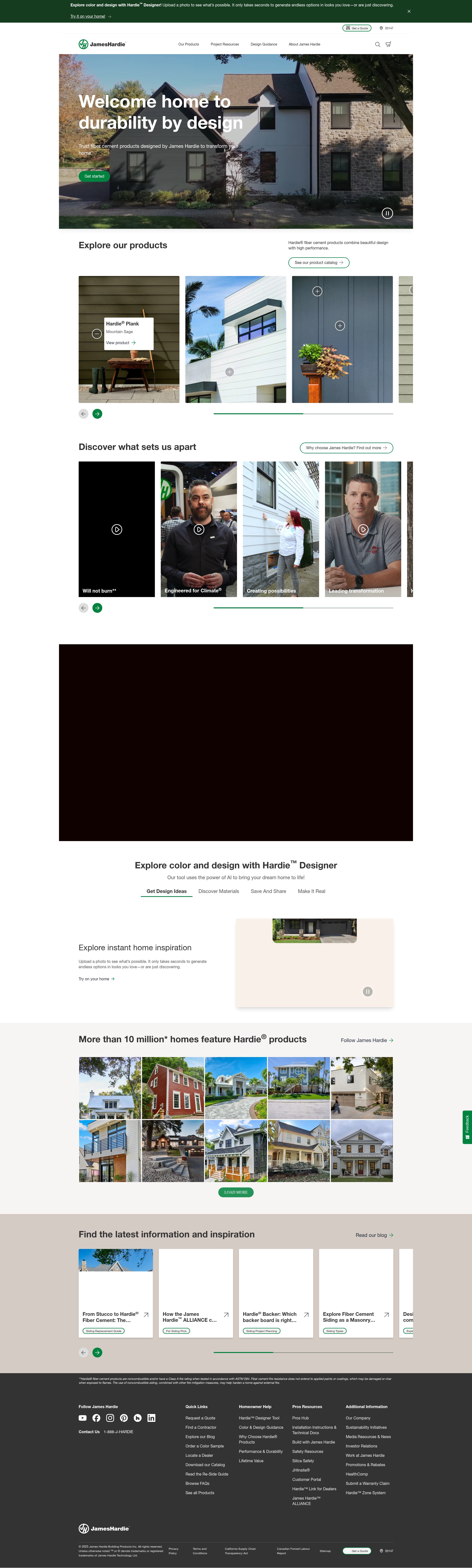 Screenshot of www.jameshardie.com