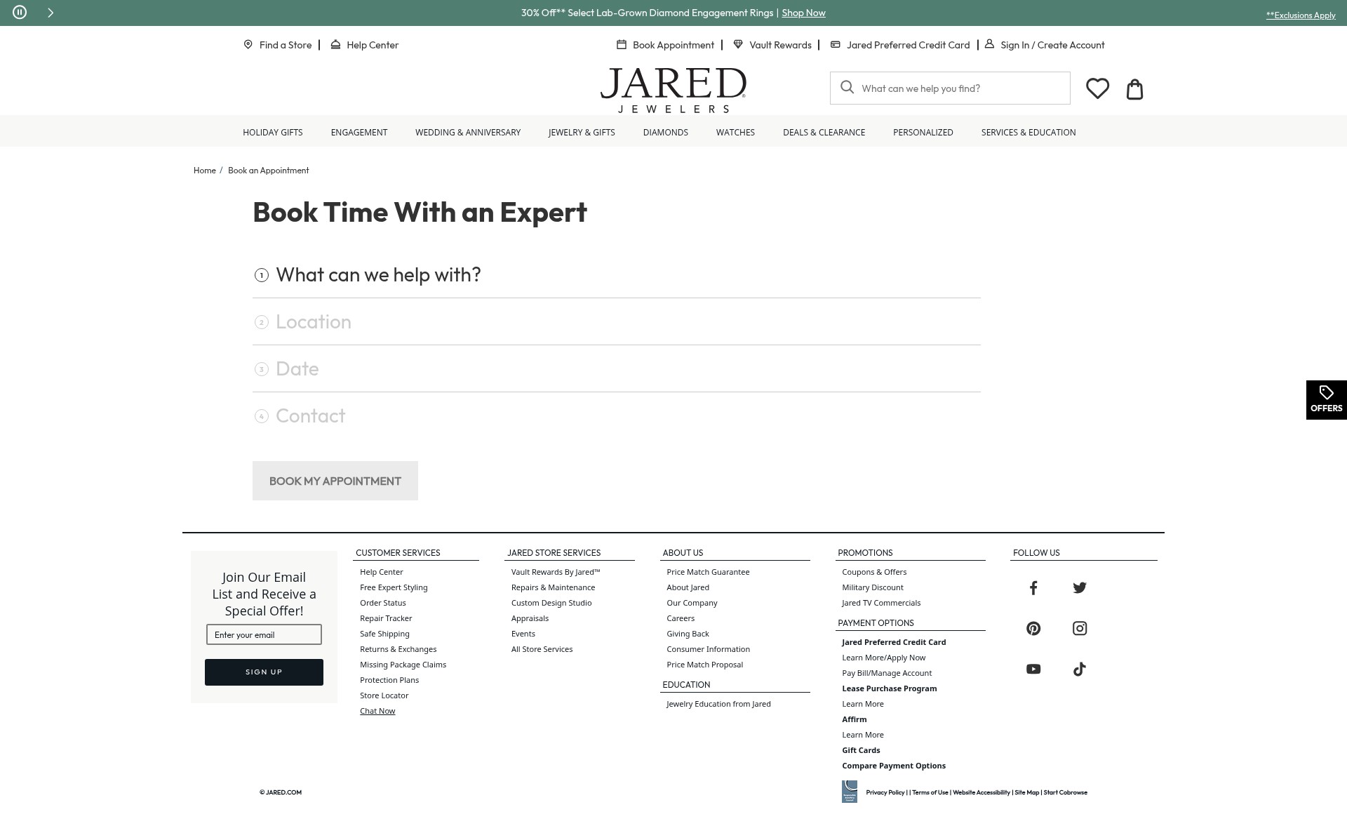 Screenshot of www.jared.com