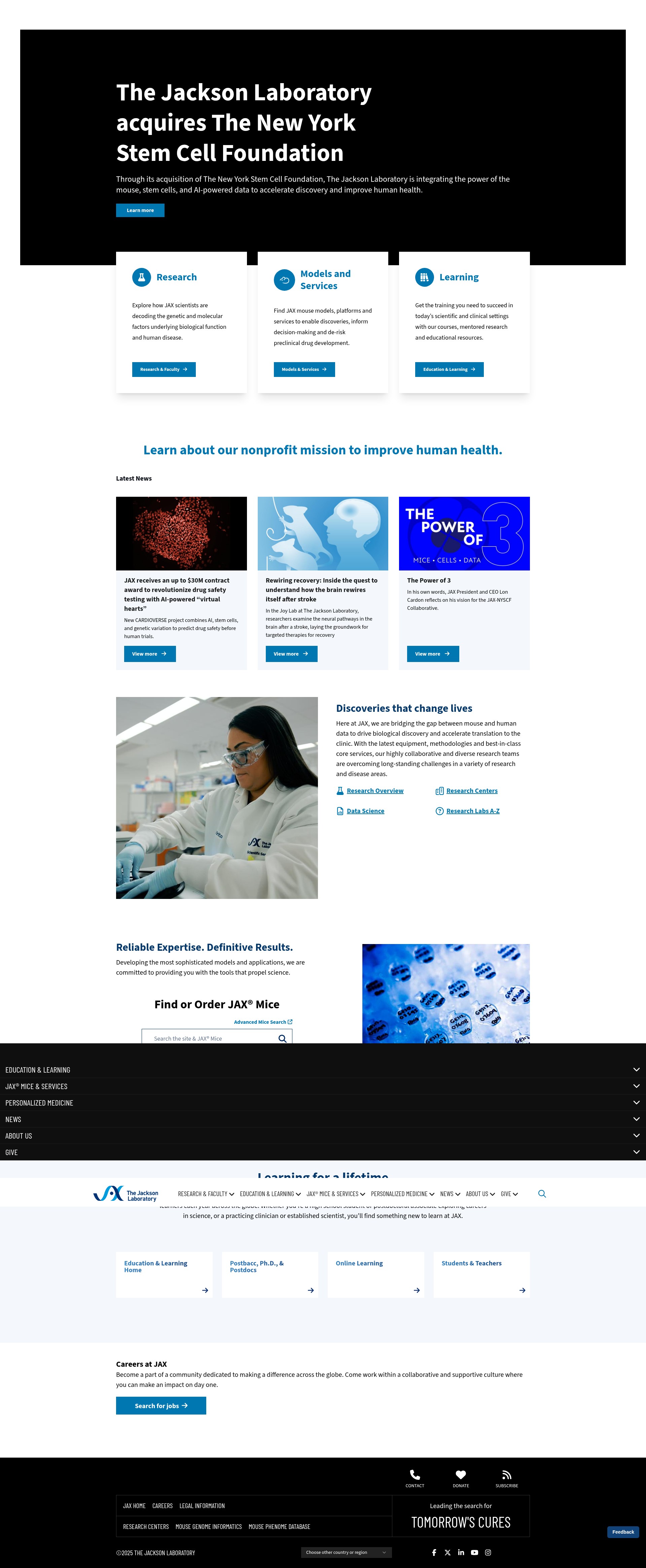 Screenshot of www.jax.org