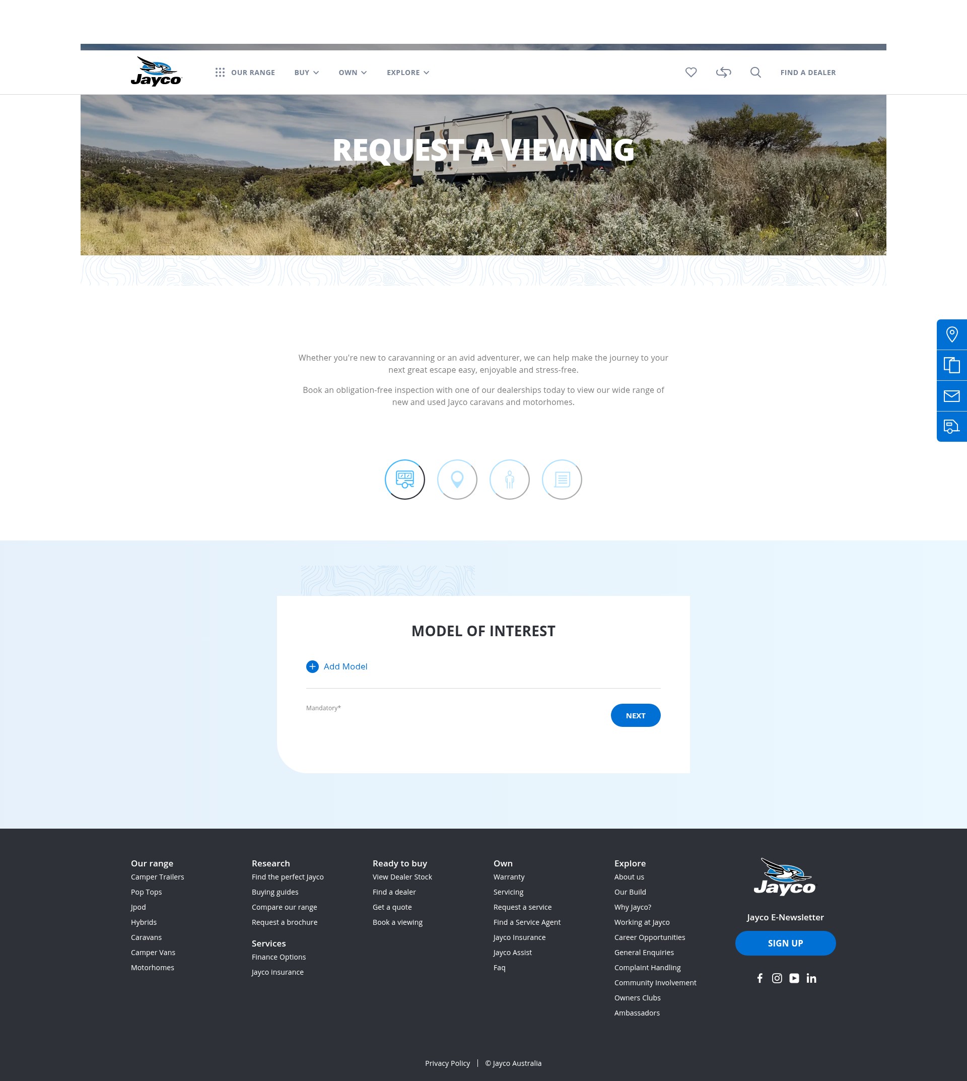 Screenshot of www.jayco.com.au
